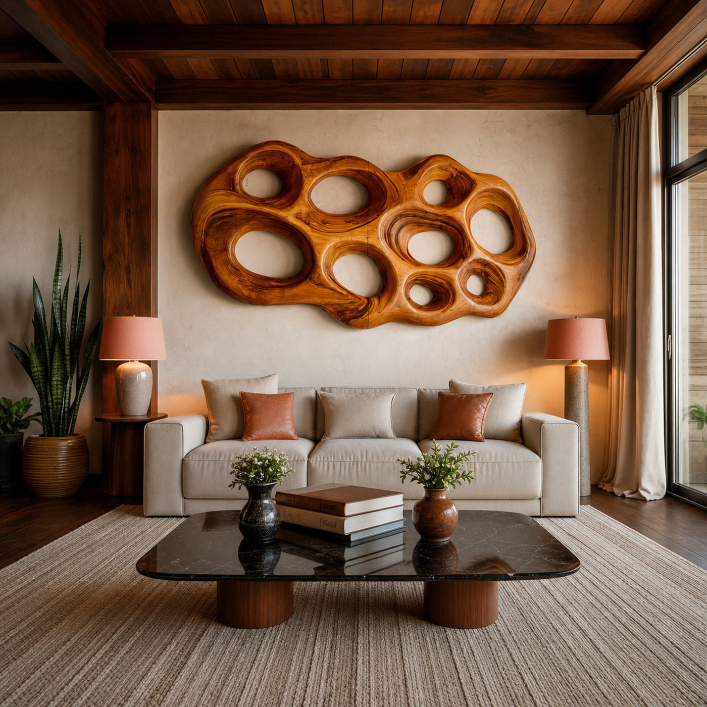 Modern Wooden Wall Art Hollow Form For Contemporary Space