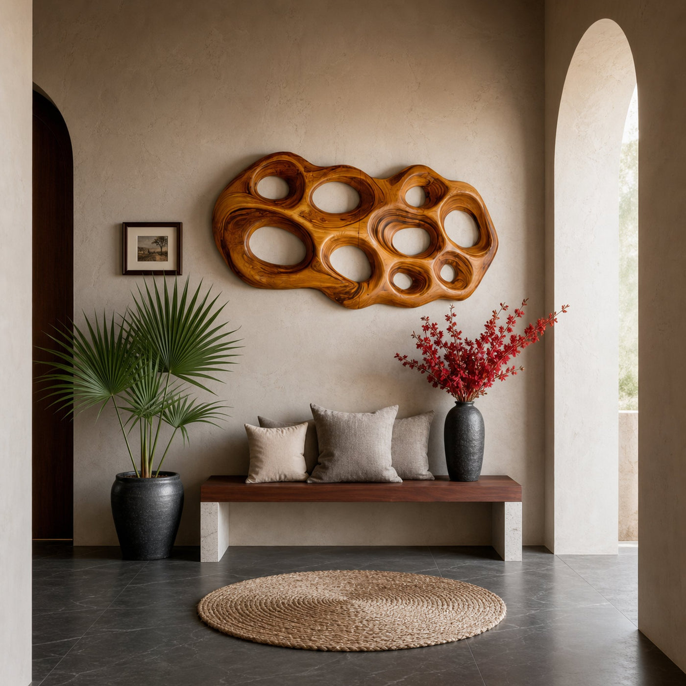 Modern Wooden Wall Art Hollow Form For Contemporary Space - product view 6