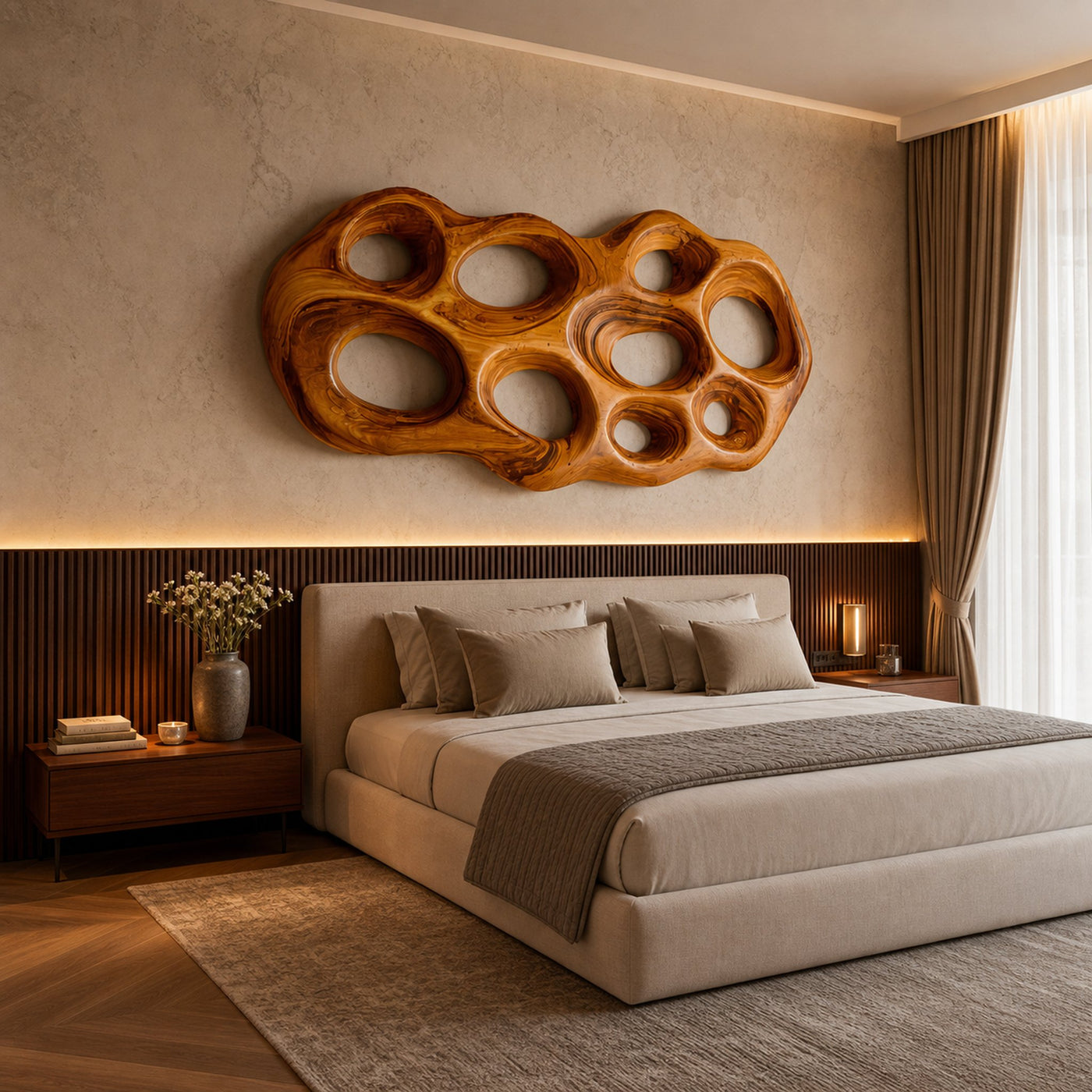 Modern Wooden Wall Art Hollow Form For Contemporary Space - product view 7