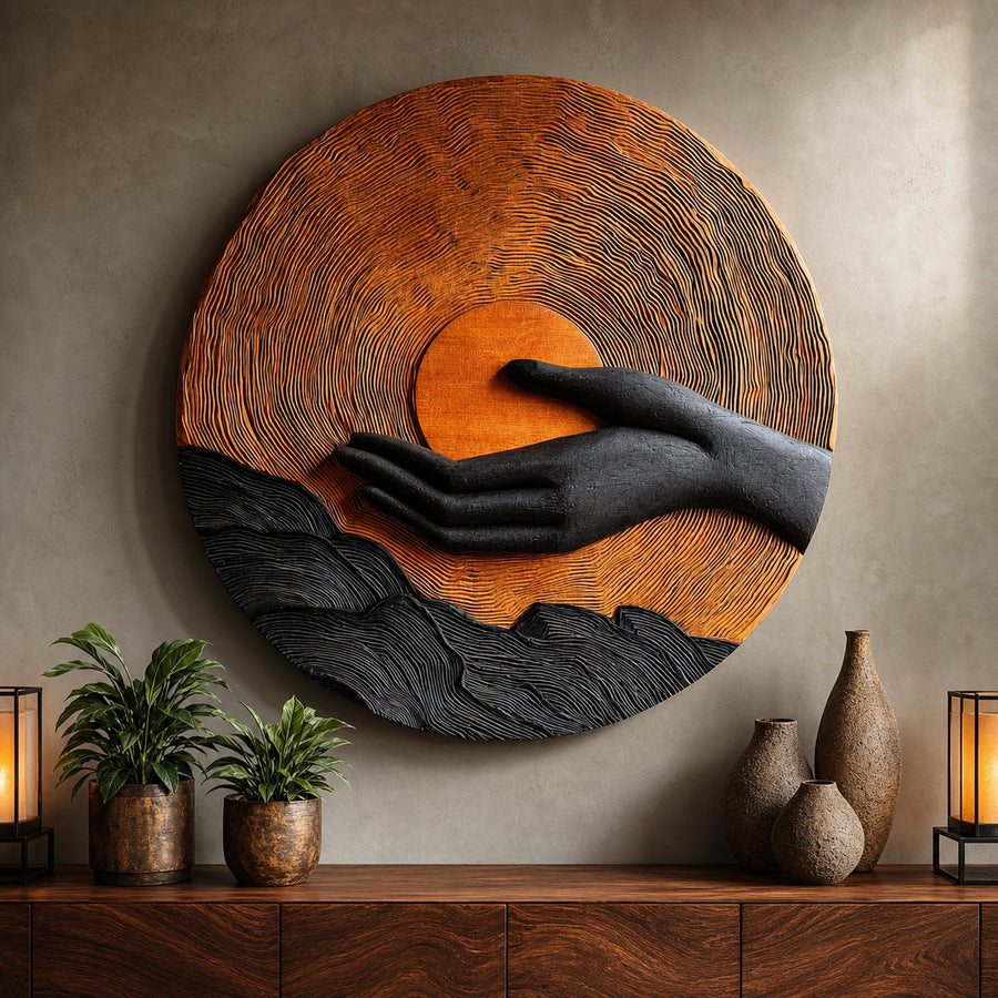 Modern Wooden Wall Art Sculpture For Entryway And Hallway Decor