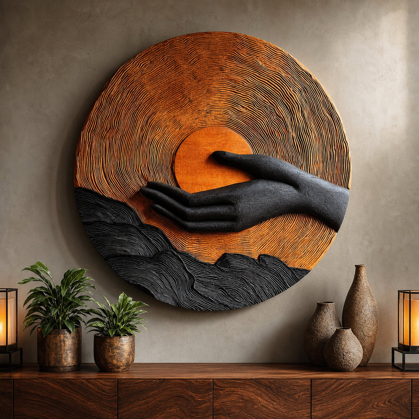 Modern Wooden Wall Art Sculpture For Entryway And Hallway Decor