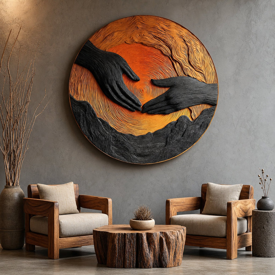 Modern Wooden Wall Art Sculpture For Entryway And Hallway Design