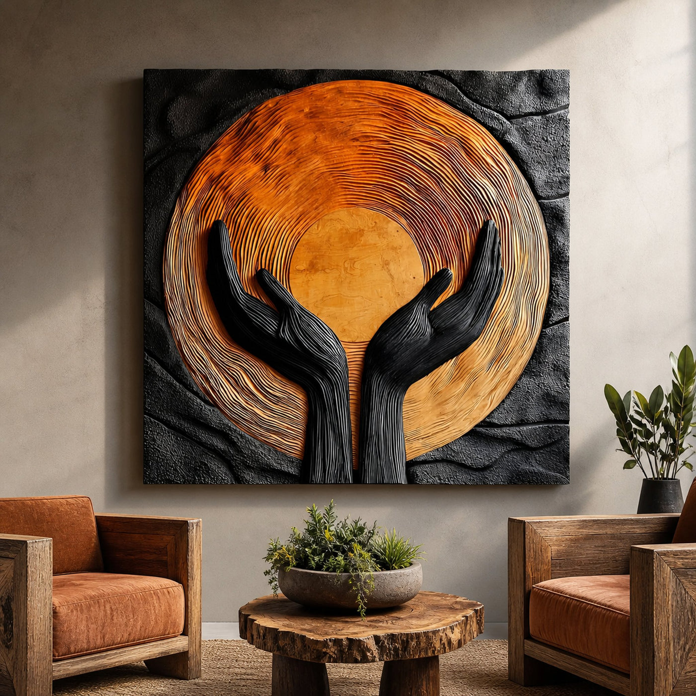 Modern Wooden Wall Art Sculpture For Stylish Entryway Design