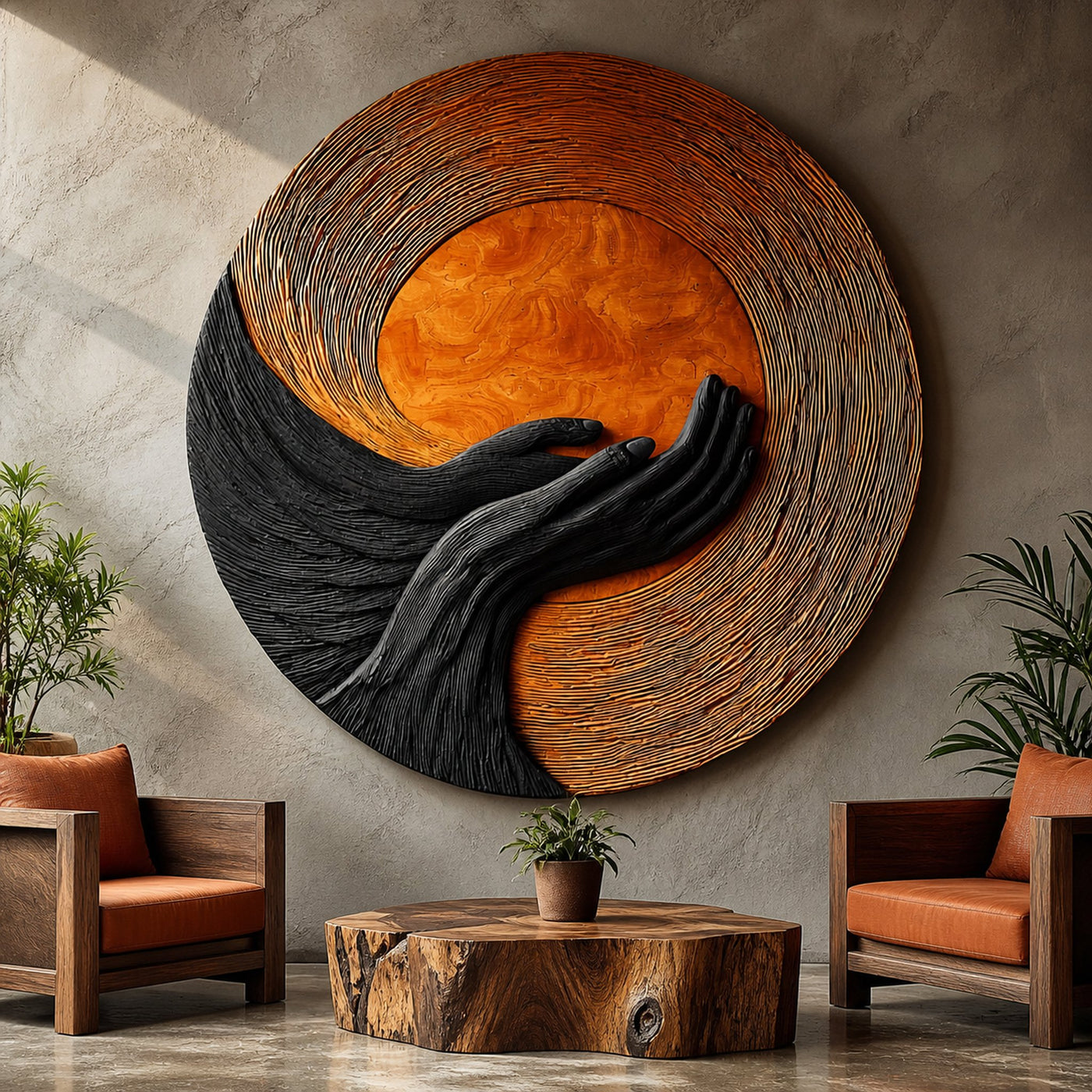 Modern Wooden Wall Art Sculpture For Stylish Entryway Design Decor