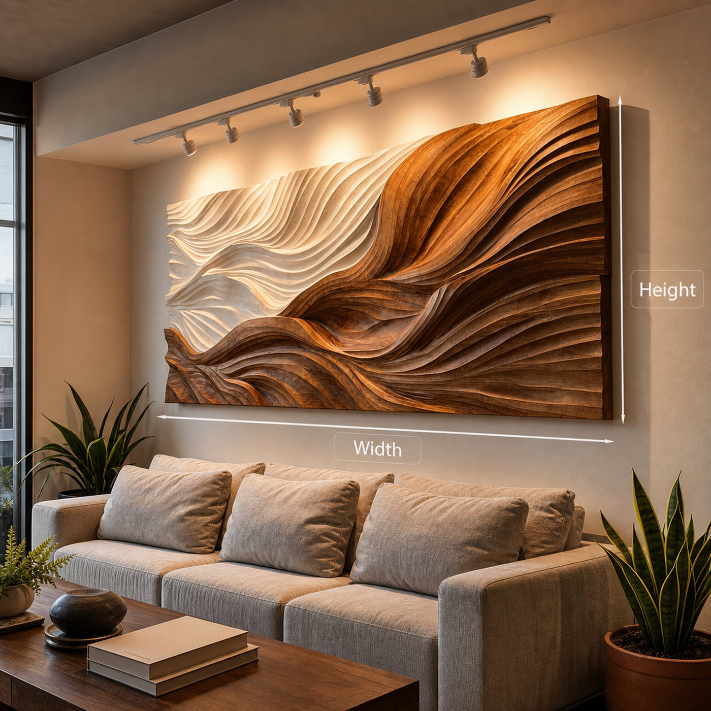 Modern Wooden Wall Art With Carved Wave For Home Decor - product view 7