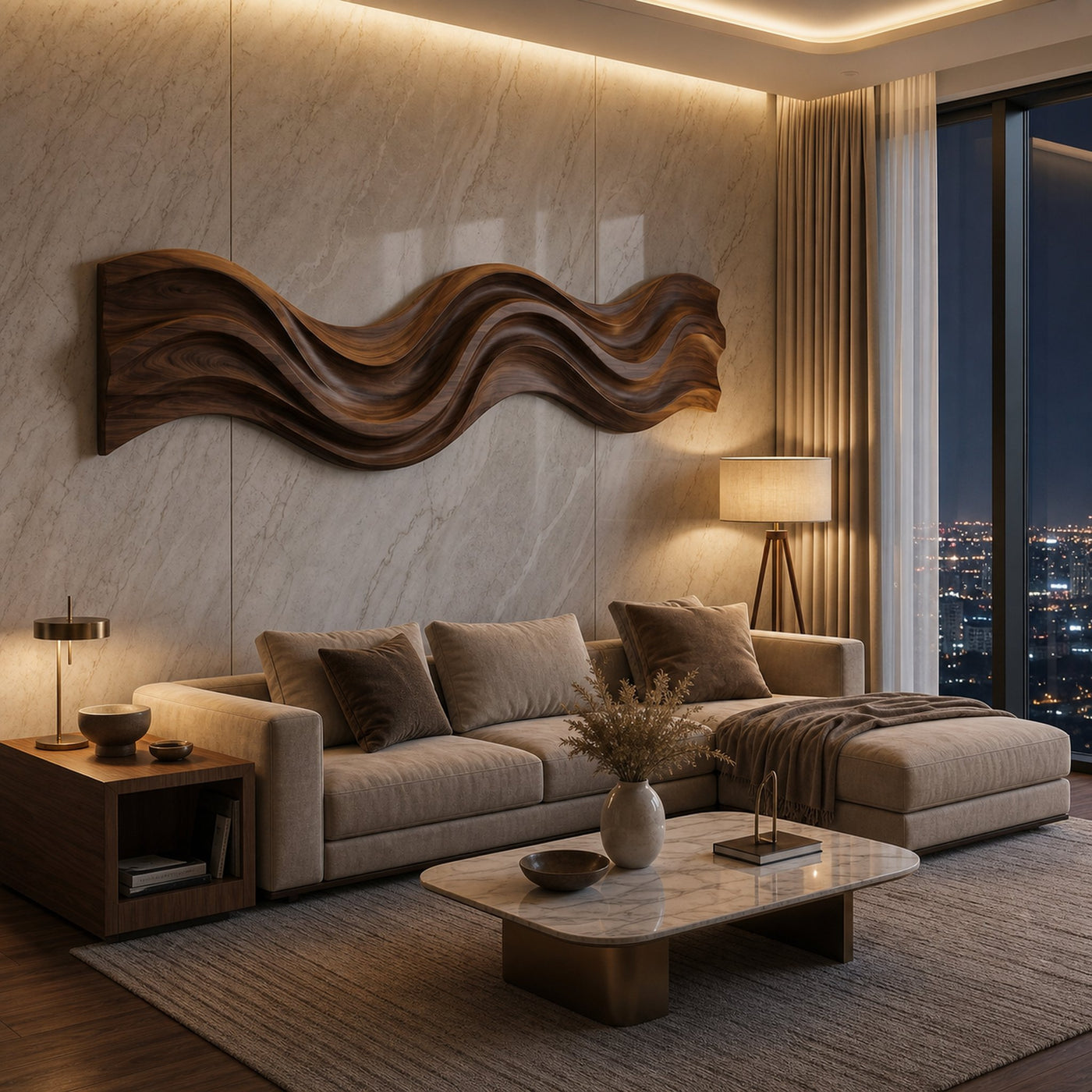 Modern Wooden Wall Art With Flowing Form For Living Space - product view 7