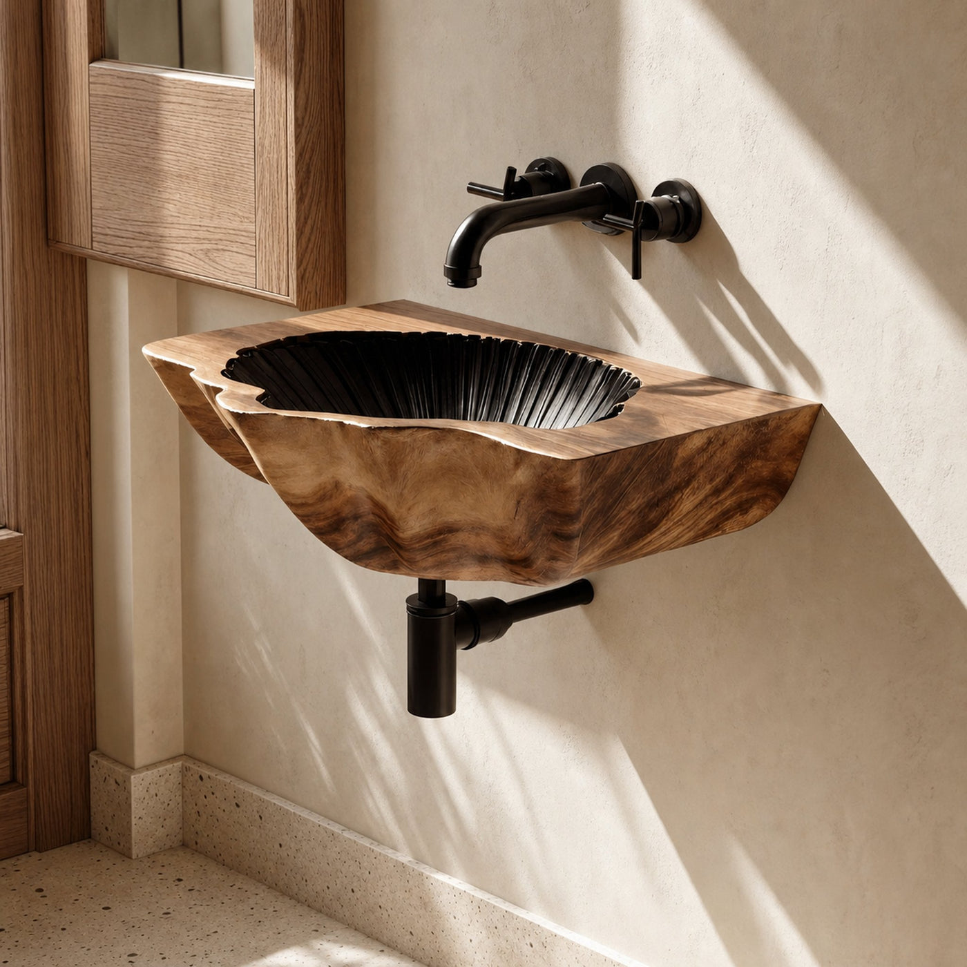 Modern Wooden Wall Mounted Bathroom Sink For Floating Bathroom Design