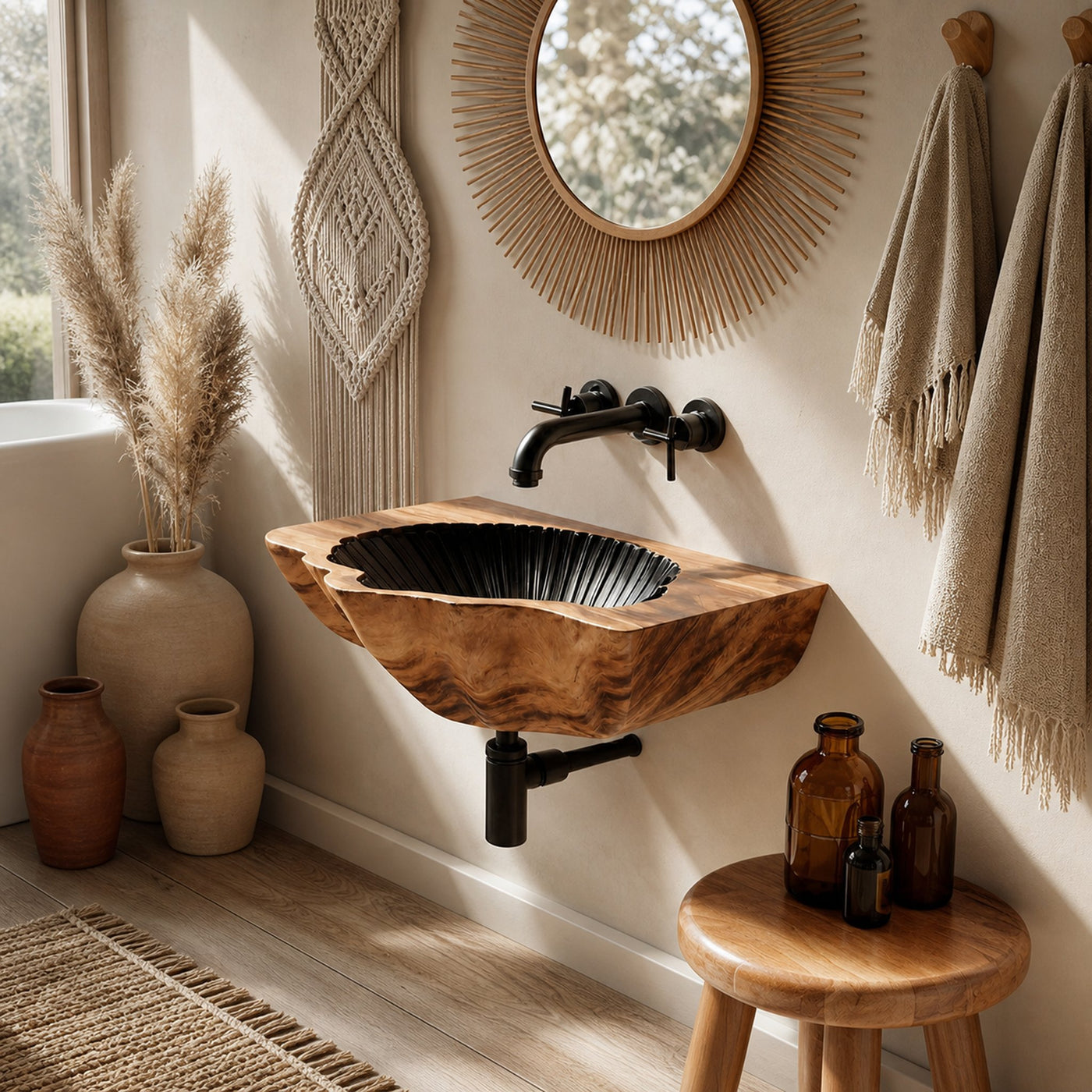 Modern Wooden Wall Mounted Bathroom Sink For Floating Bathroom Design - product view 6