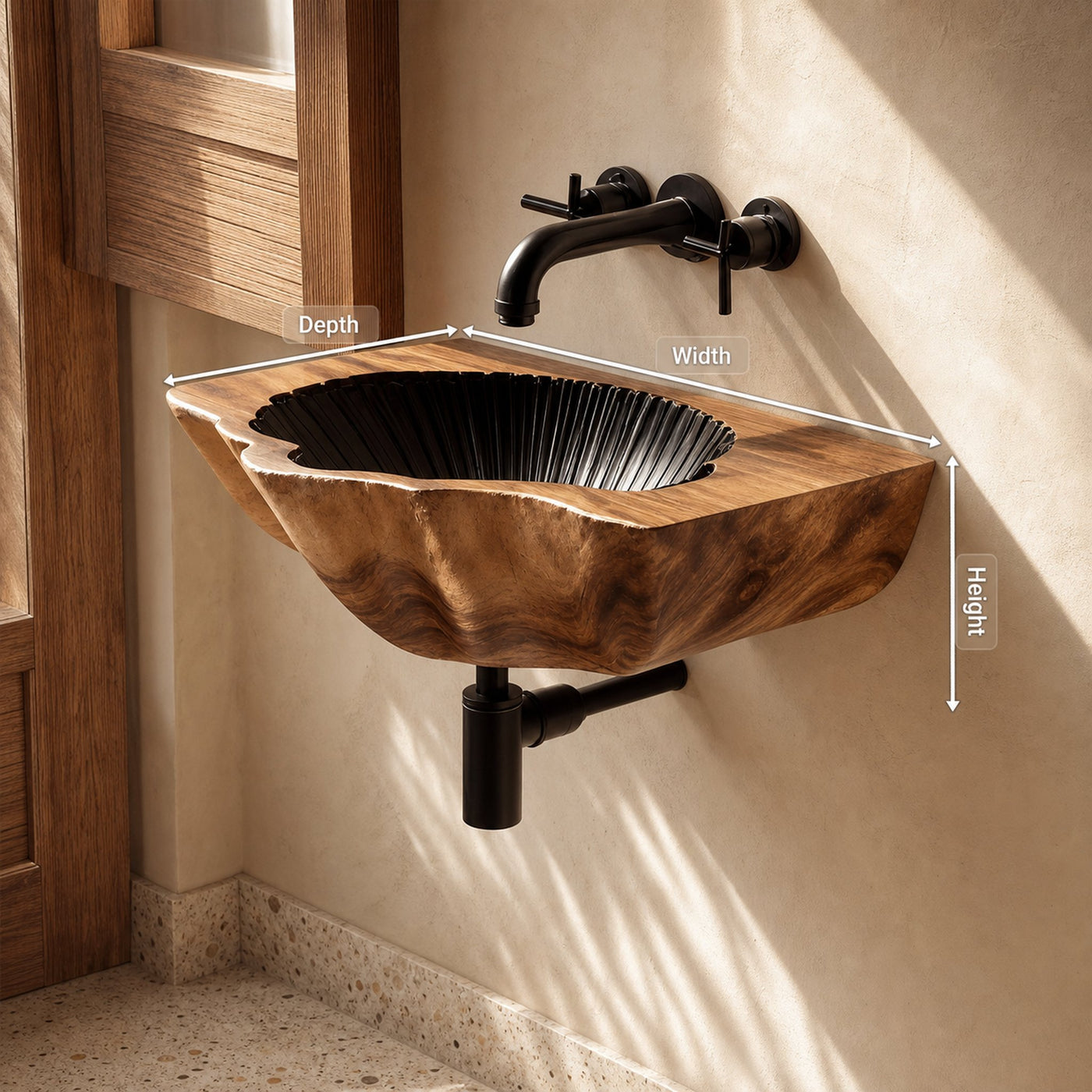 Modern Wooden Wall Mounted Bathroom Sink For Floating Bathroom Design - product view 8