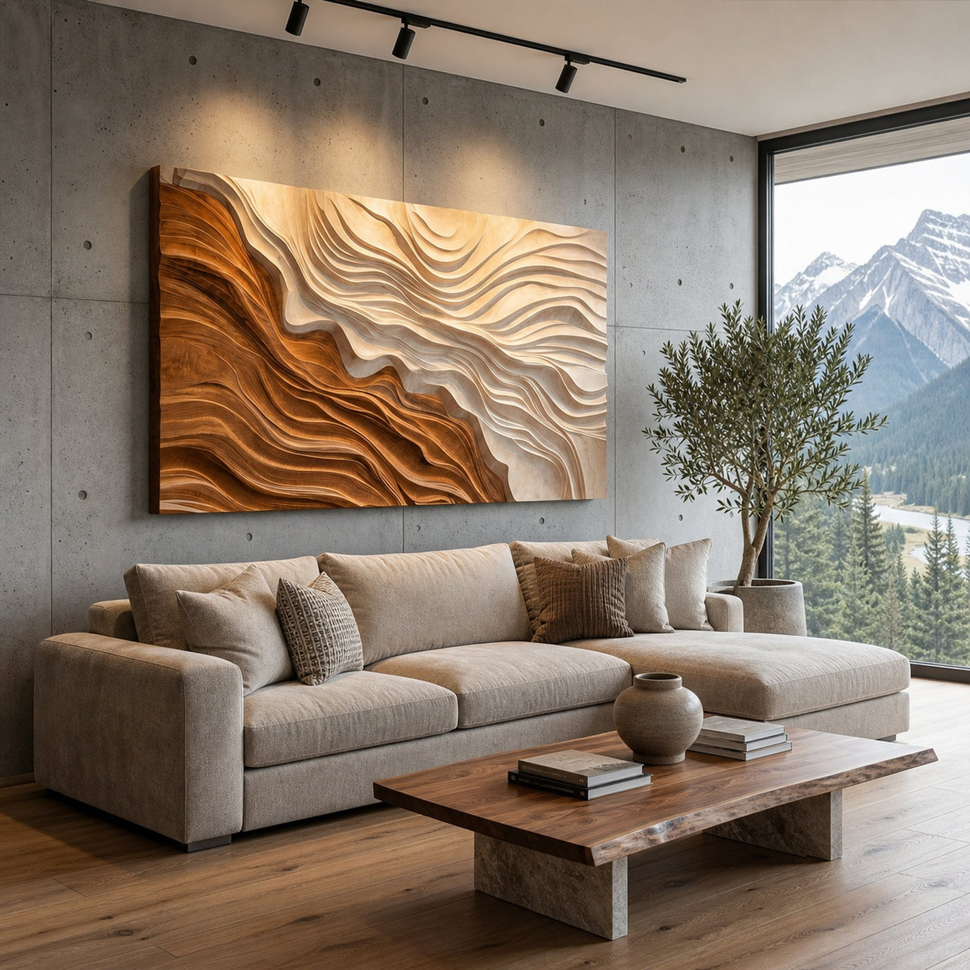 Modern Wooden Wave Wall Art For Bedroom