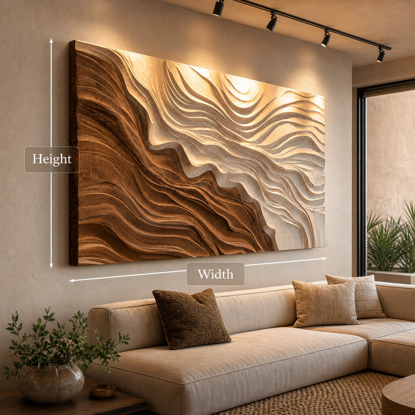 Modern Wooden Wave Wall Art For Bedroom - product view 6