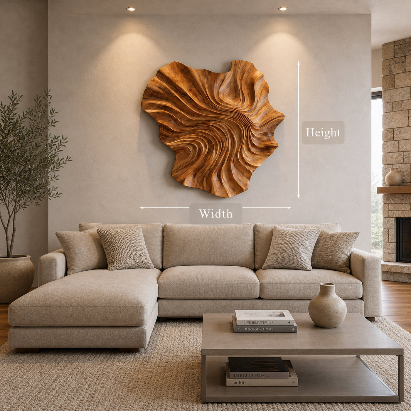 Modern Wooden Wave Wall Art For Statement Living Room Decor - product view 8