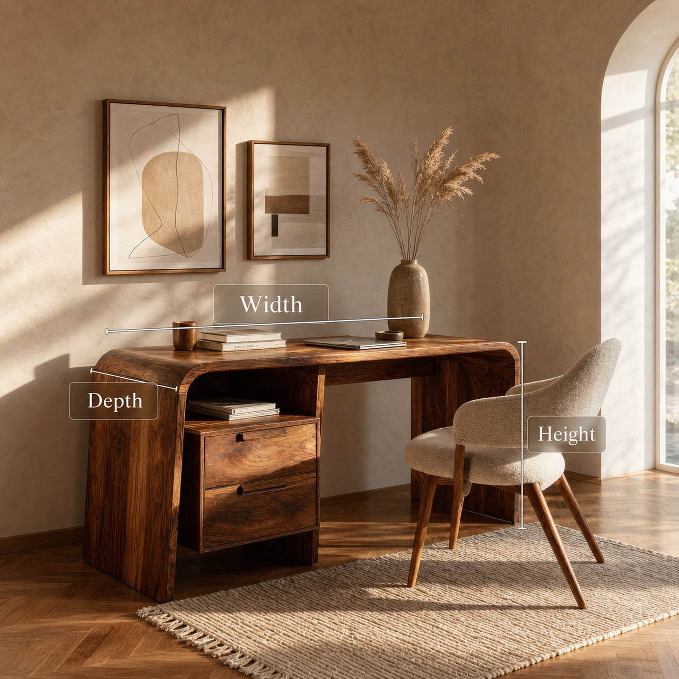 Modern Writing Desk With Drawers For Workspace - product view 7
