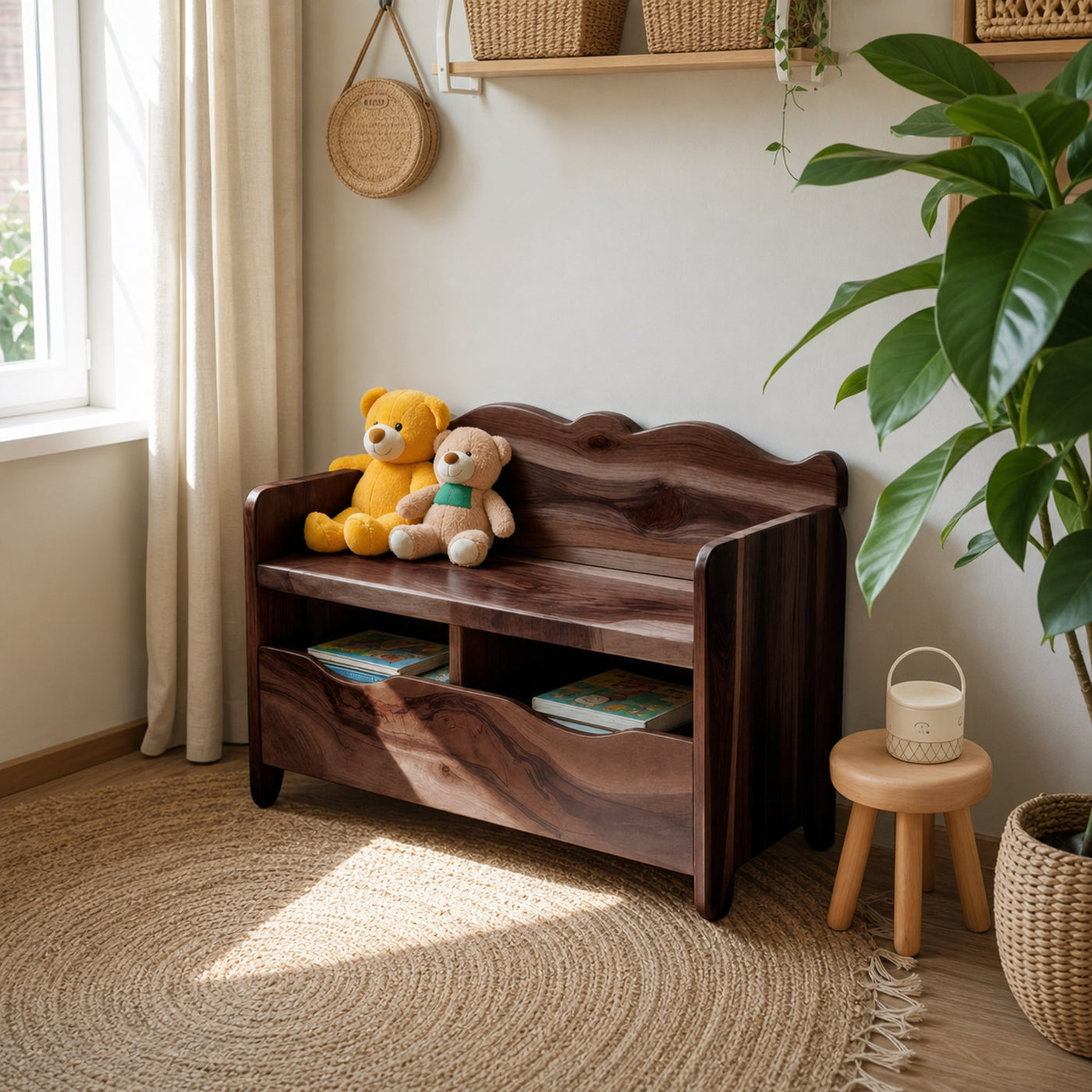 Montessori Bench With Book Storage For Kids Room Entryway And Playroom - product view 7