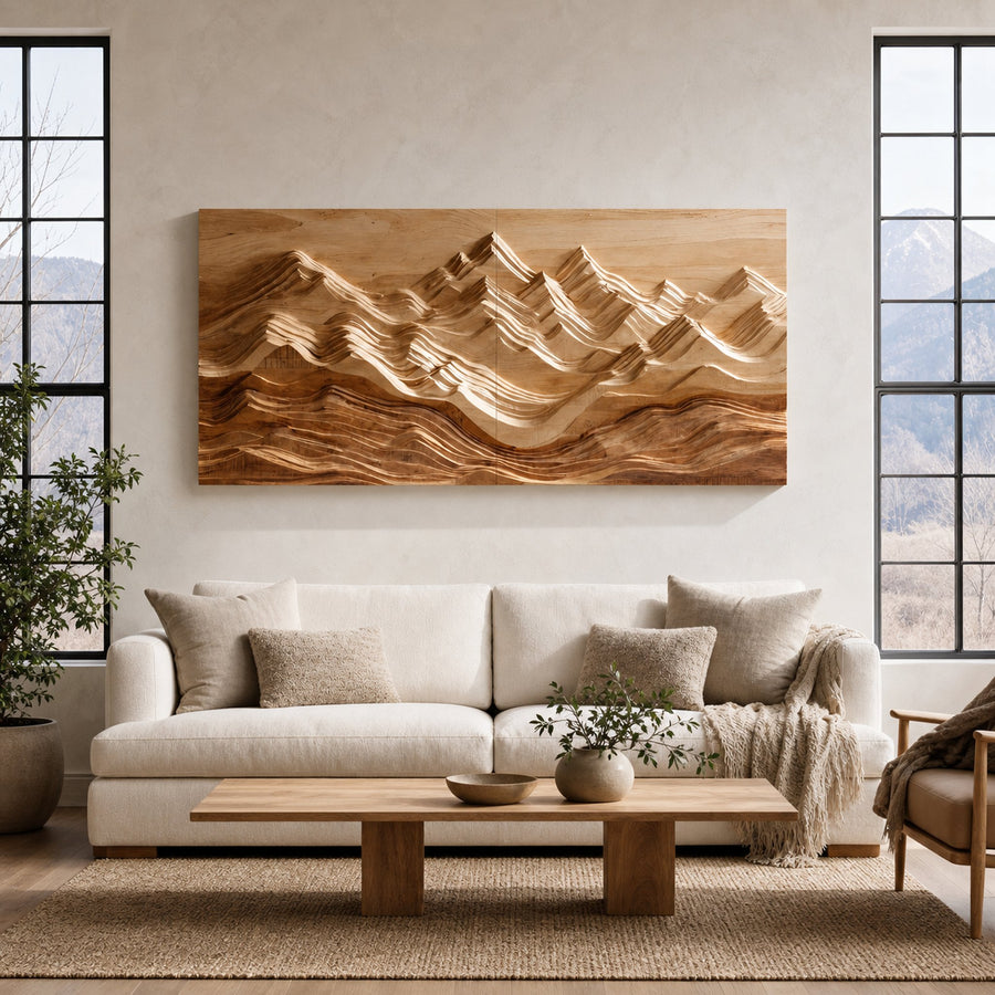 Mountain Relief Wall Art Sculpture For Modern Interior
