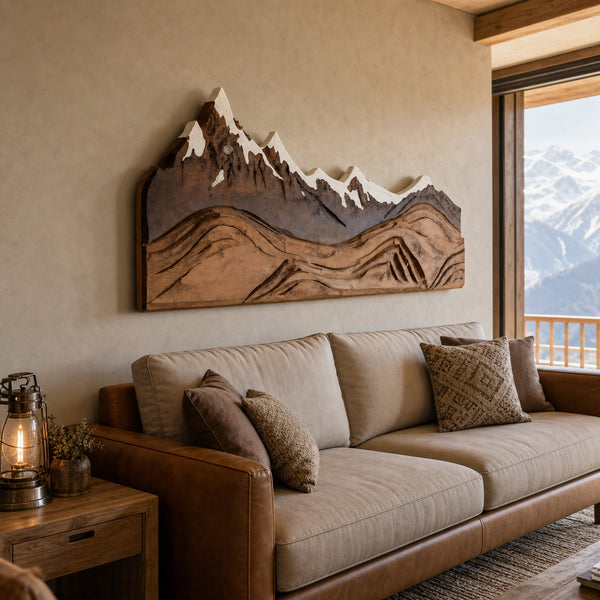 Mountain Wall Art Carving For Living Room And Nature Inspired Home