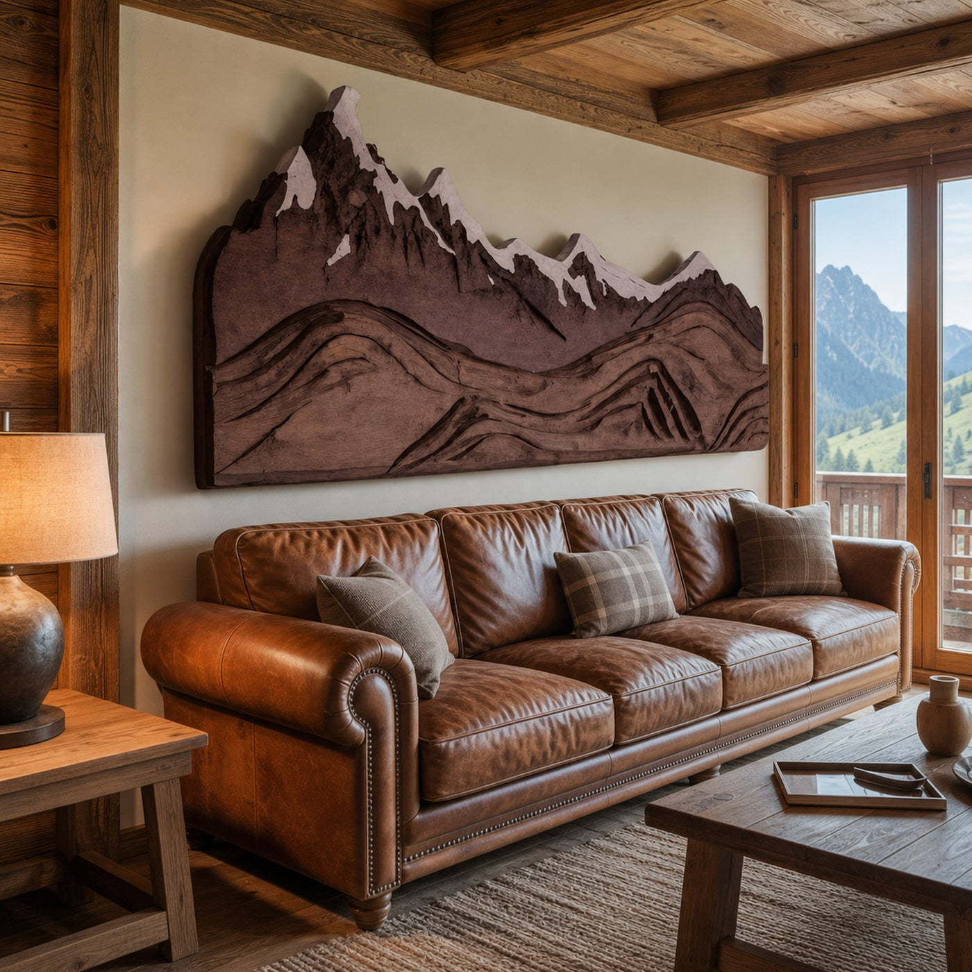 Mountain Wall Art Carving For Living Room And Nature Inspired Home - product view 7