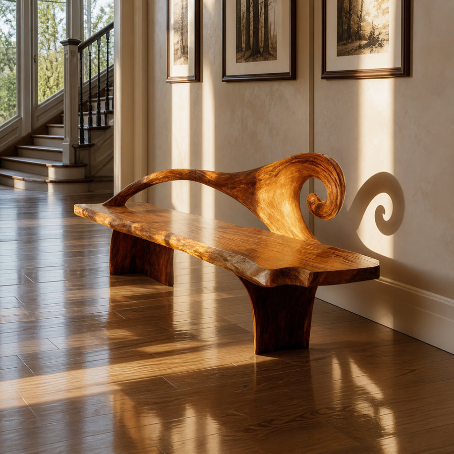 Natural Rustic Wood Entryway Bench For Home Hallway