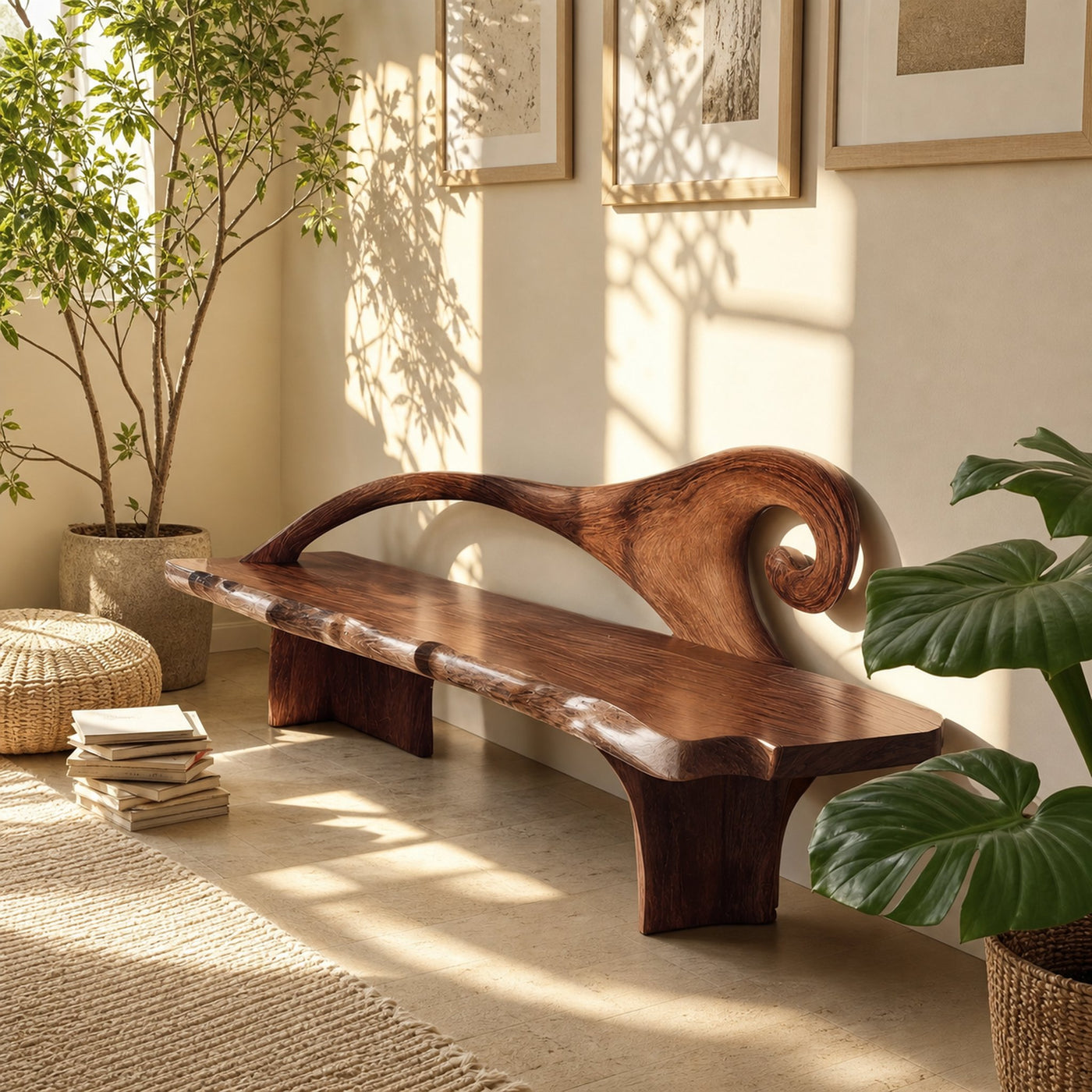 Natural Rustic Wood Entryway Bench For Home Hallway - product view 7