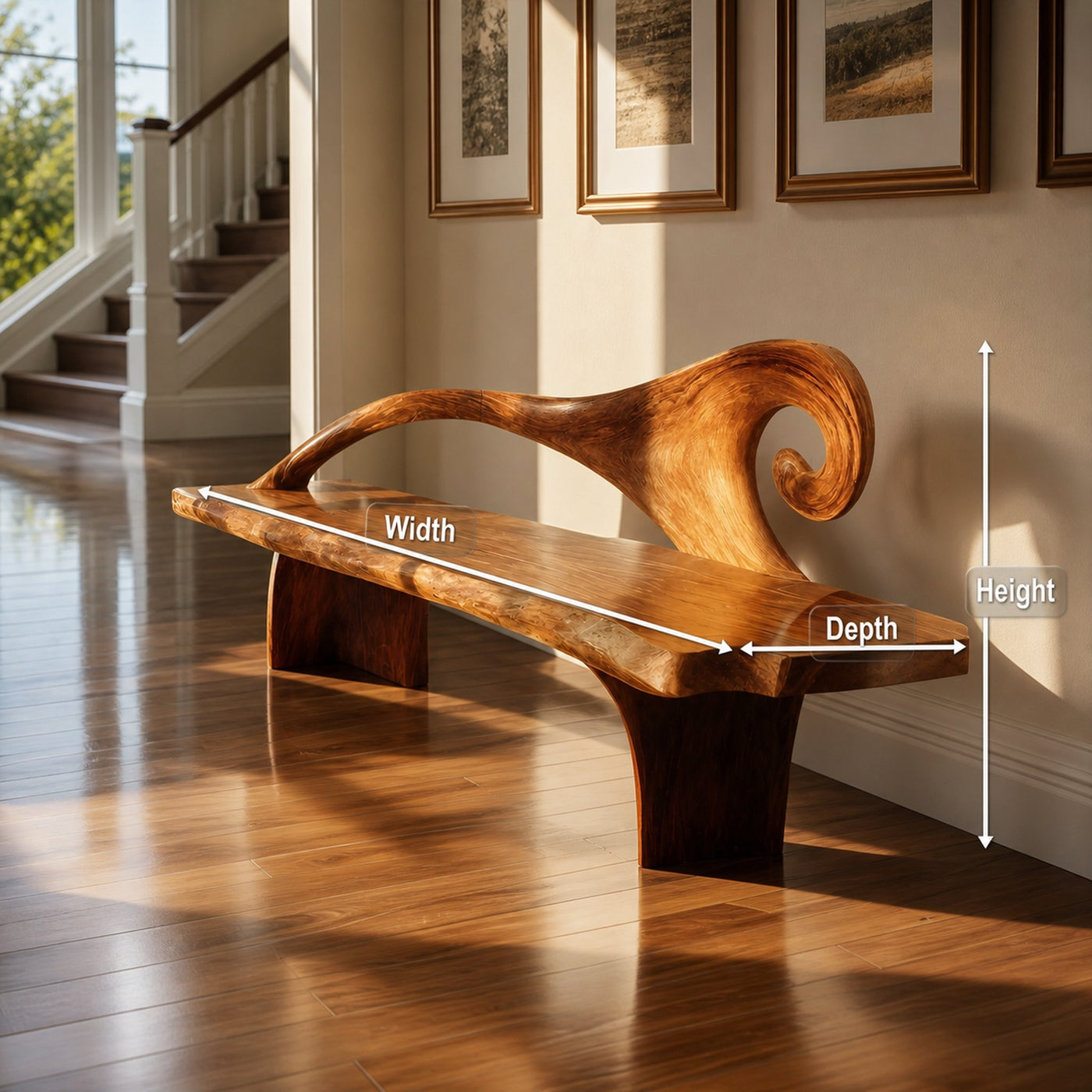 Natural Rustic Wood Entryway Bench For Home Hallway - product view 8