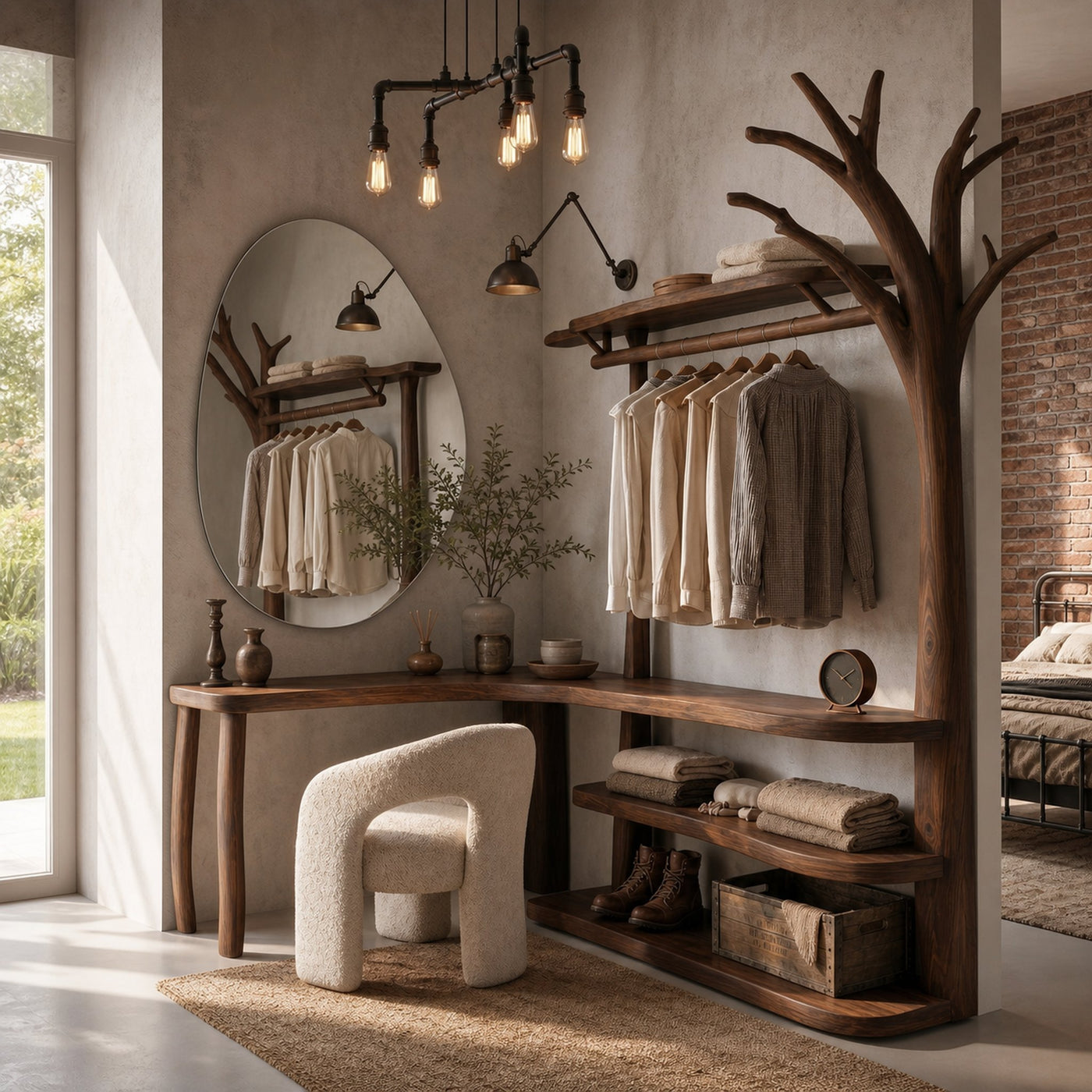 Natural Tree Coat Rack Corner Makeup Vanity Bedroom And Dressing Room - product view 7
