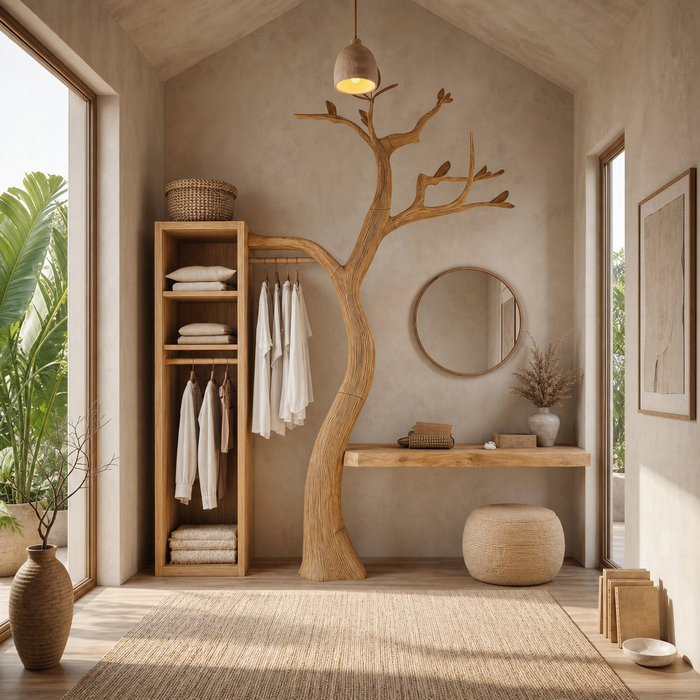 Natural Wardrobe Tree Coat Rack Bedroom And Walk In Closet
