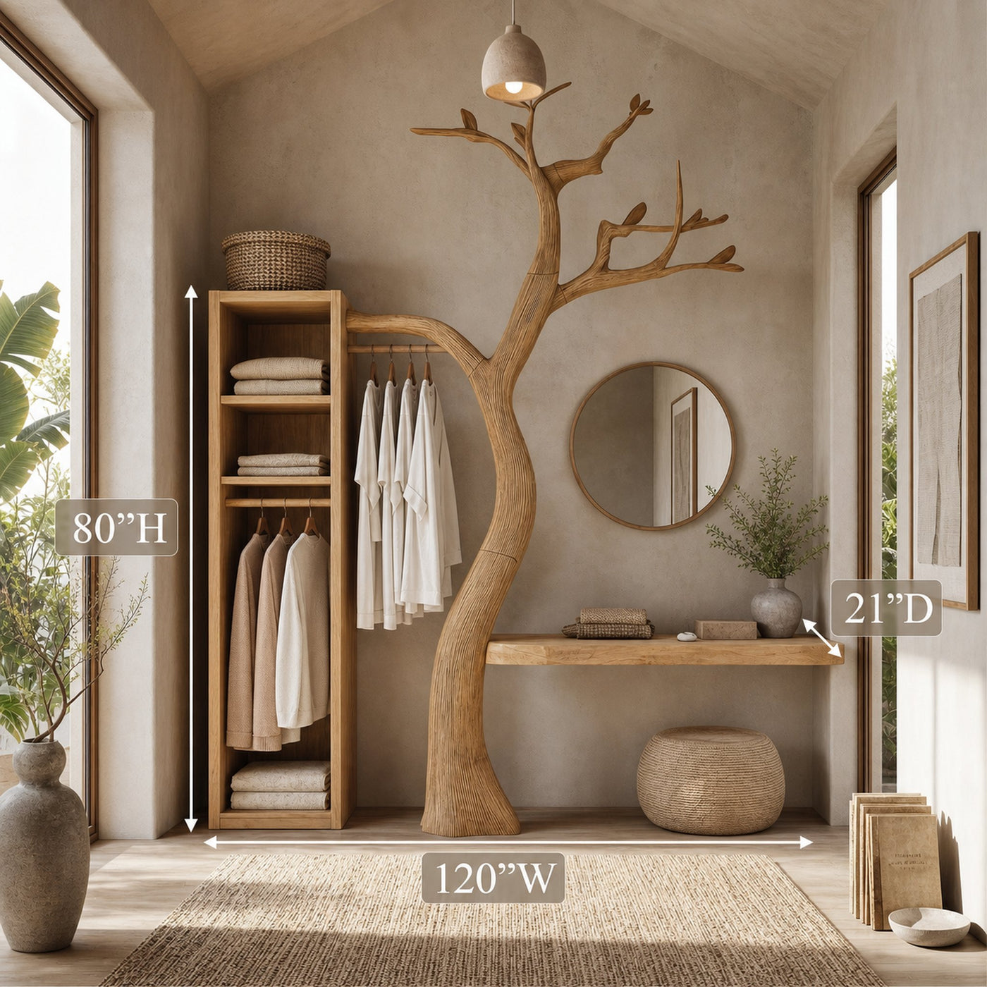 Natural Wardrobe Tree Coat Rack Bedroom And Walk In Closet - product view 8