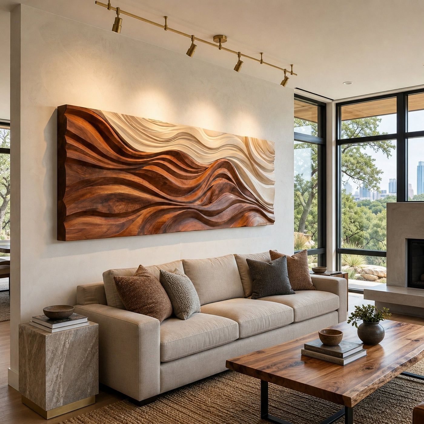 Natural Wood Carved Wall Art For Modern Home Decor