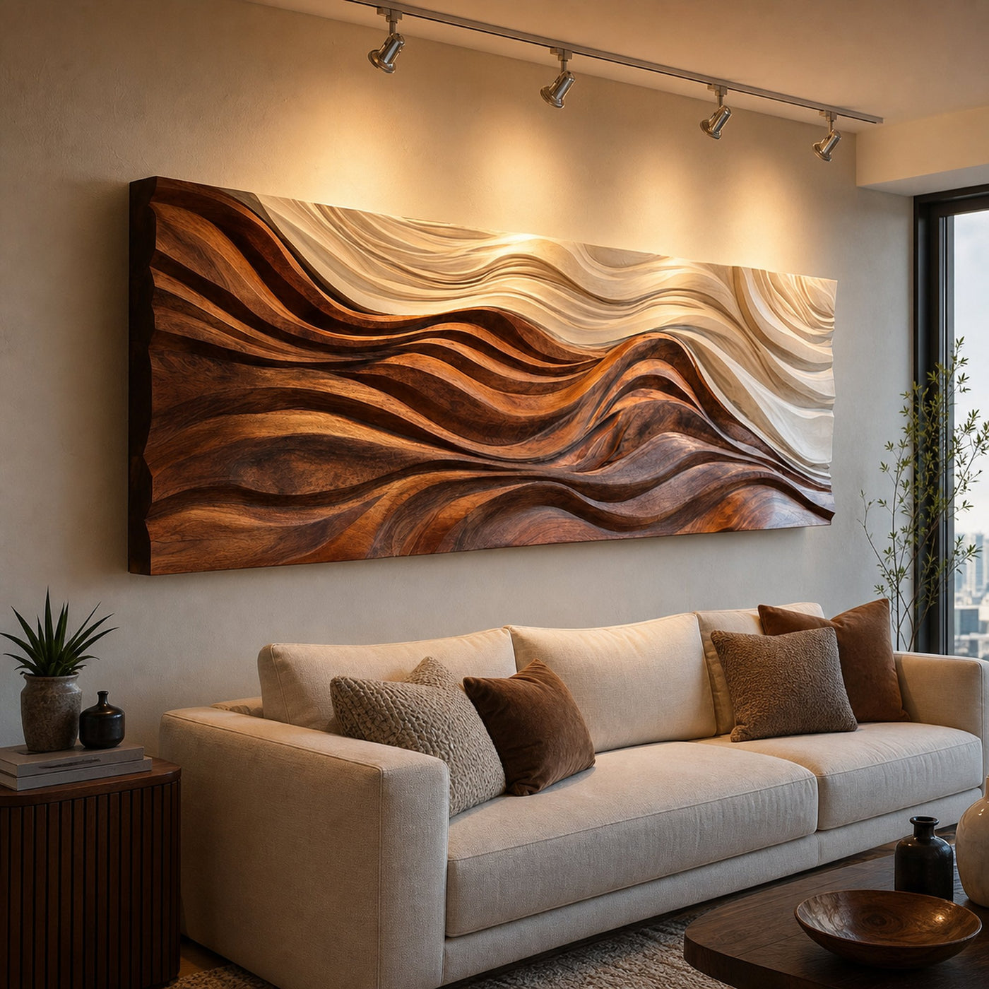 Natural Wood Carved Wall Art For Modern Home Decor - product view 6