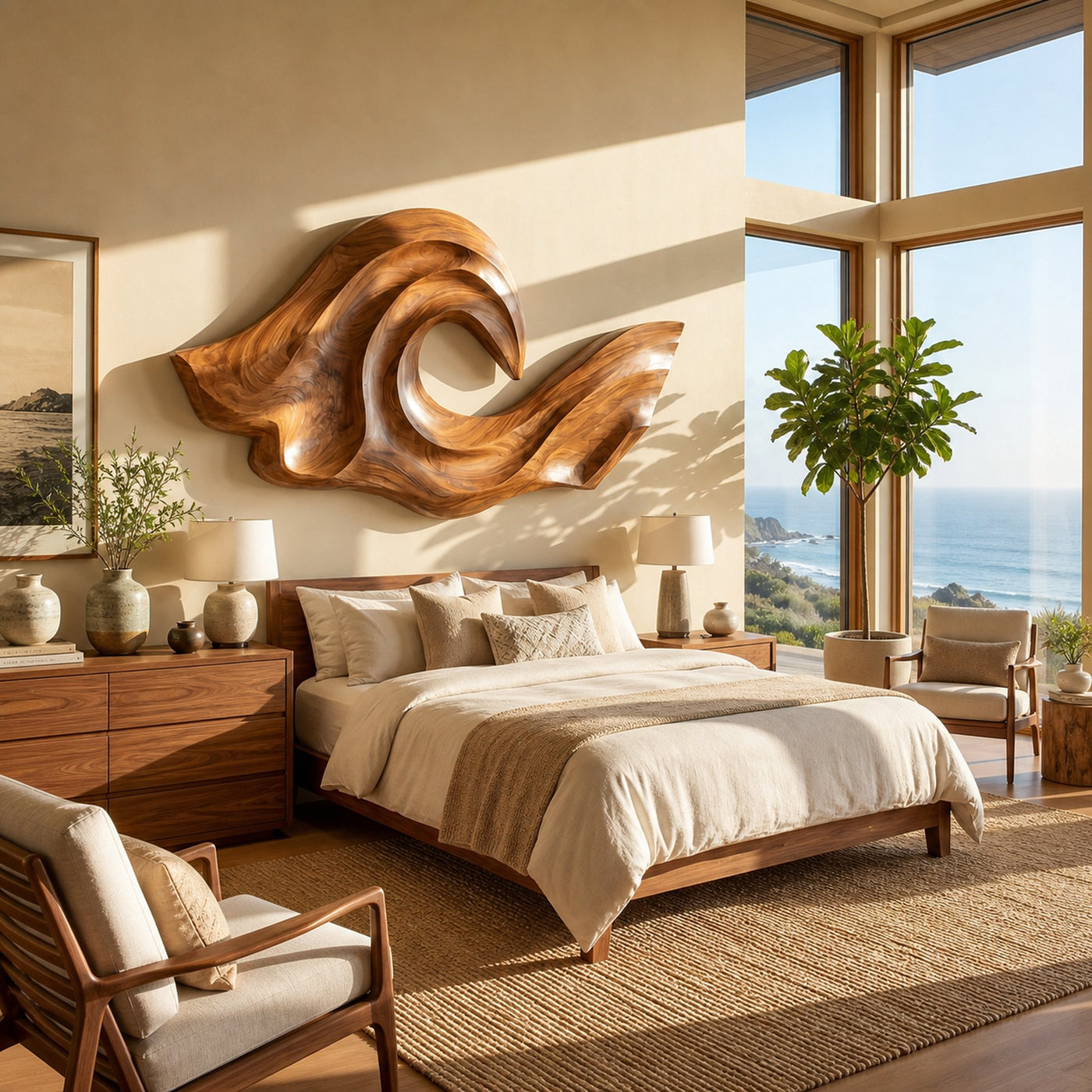 Ocean Wave Inspired Wood Wall Art For Living Room Decor - product view 6