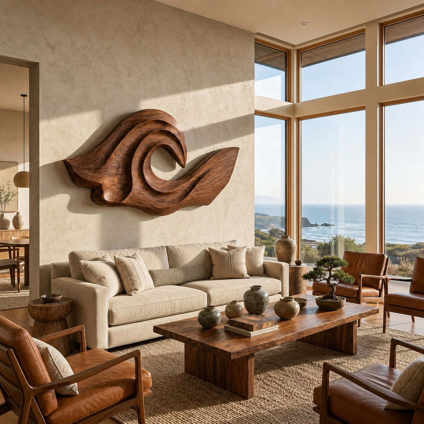 Ocean Wave Inspired Wood Wall Art For Living Room Decor - product view 7