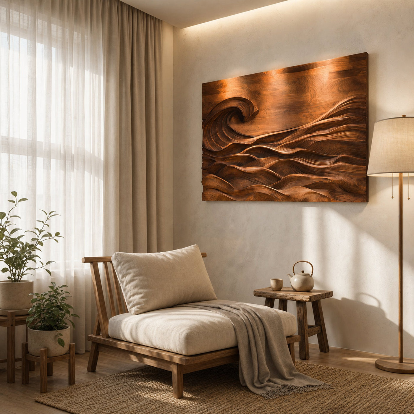 Ocean Wave Wall Art Carved Seascape For Home Decoration - product view 2