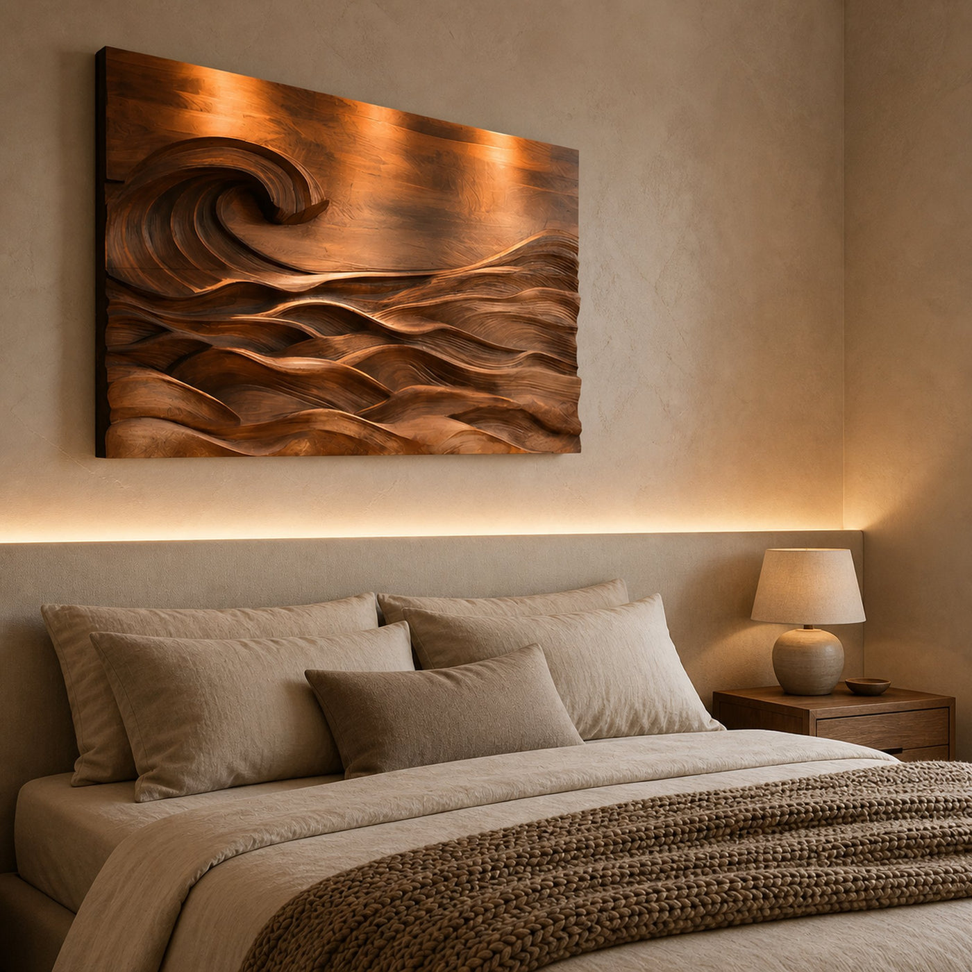 Ocean Wave Wall Art Carved Seascape For Home Decoration - product view 3
