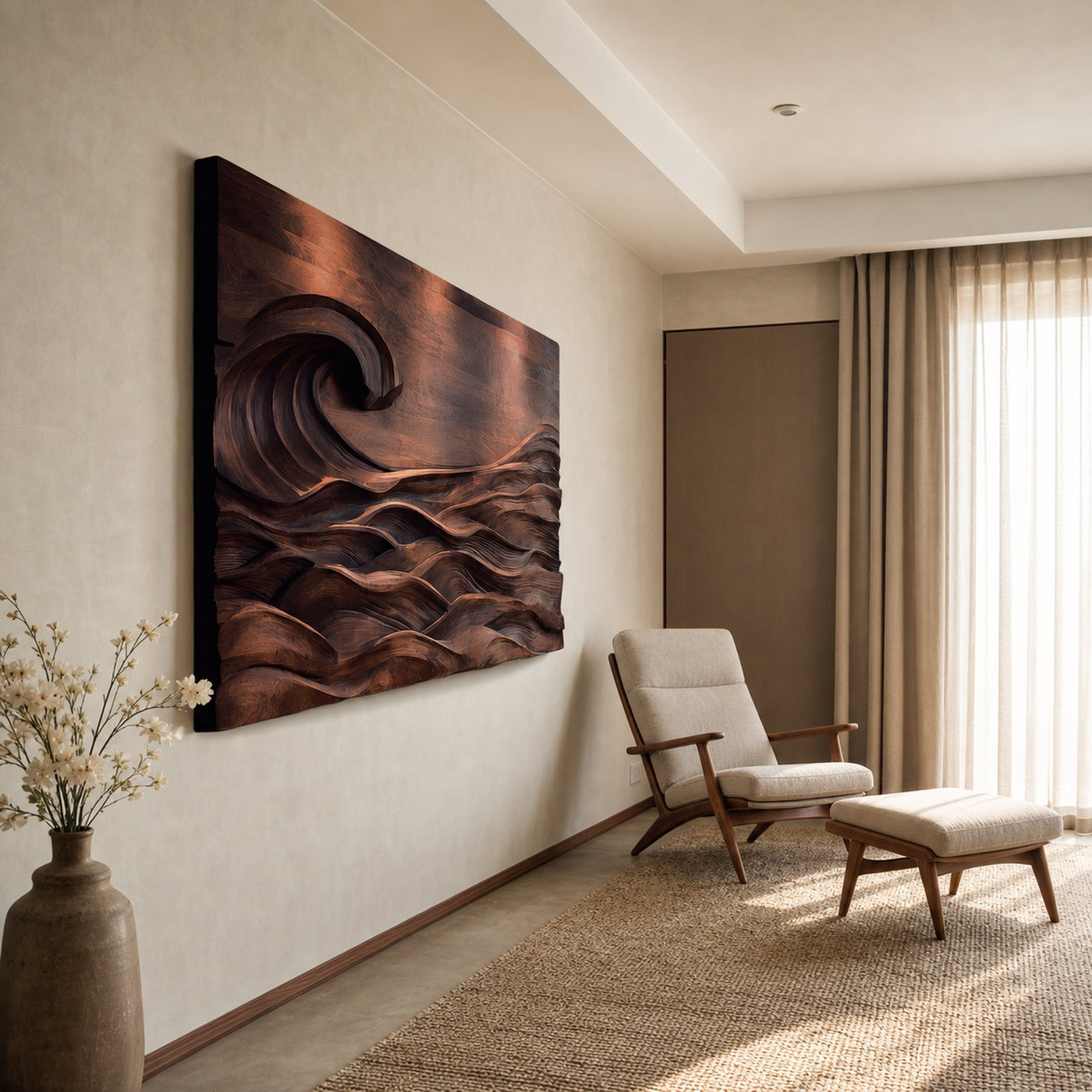 Ocean Wave Wall Art Carved Seascape For Home Decoration - product view 6