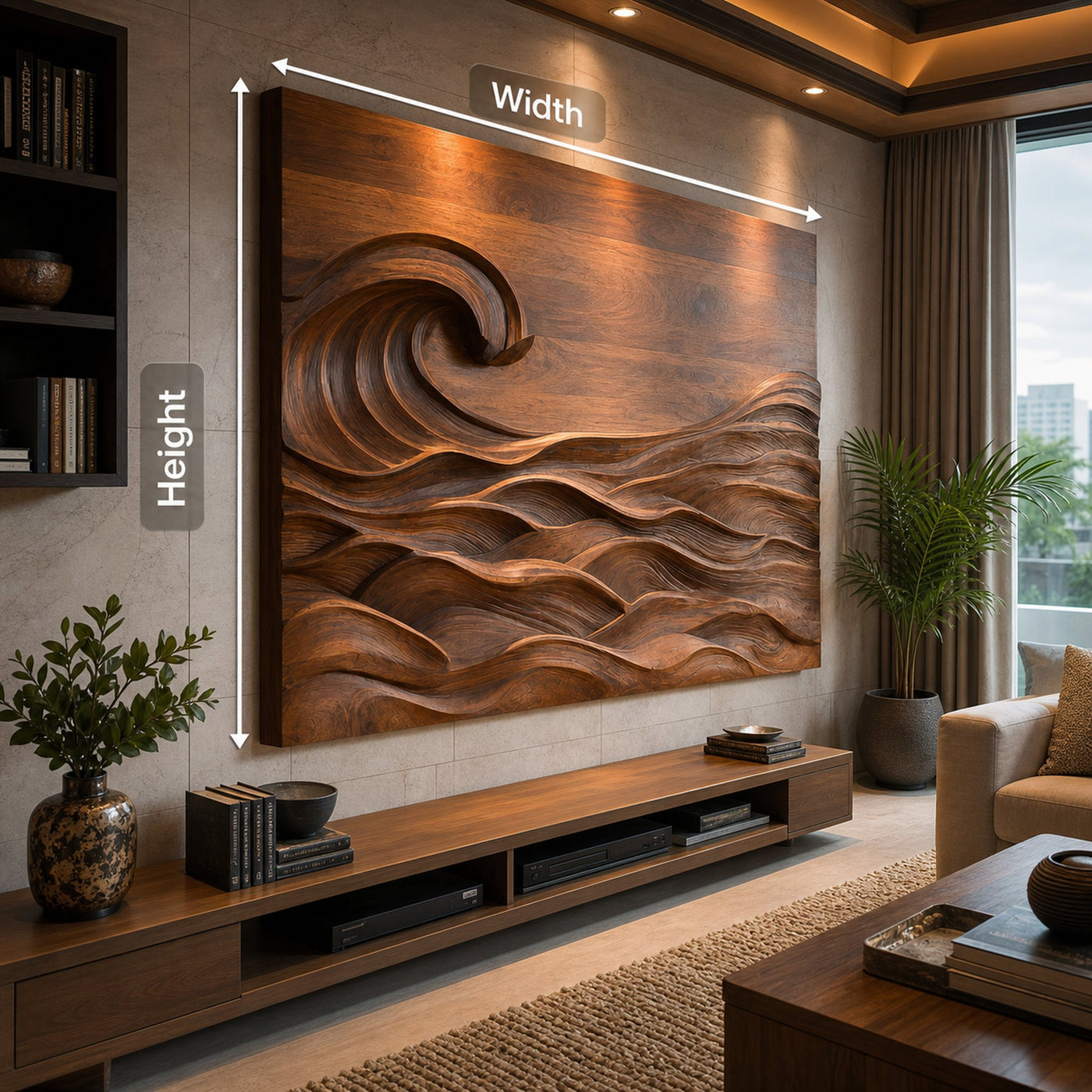 Ocean Wave Wall Art Carved Seascape For Home Decoration - product view 8