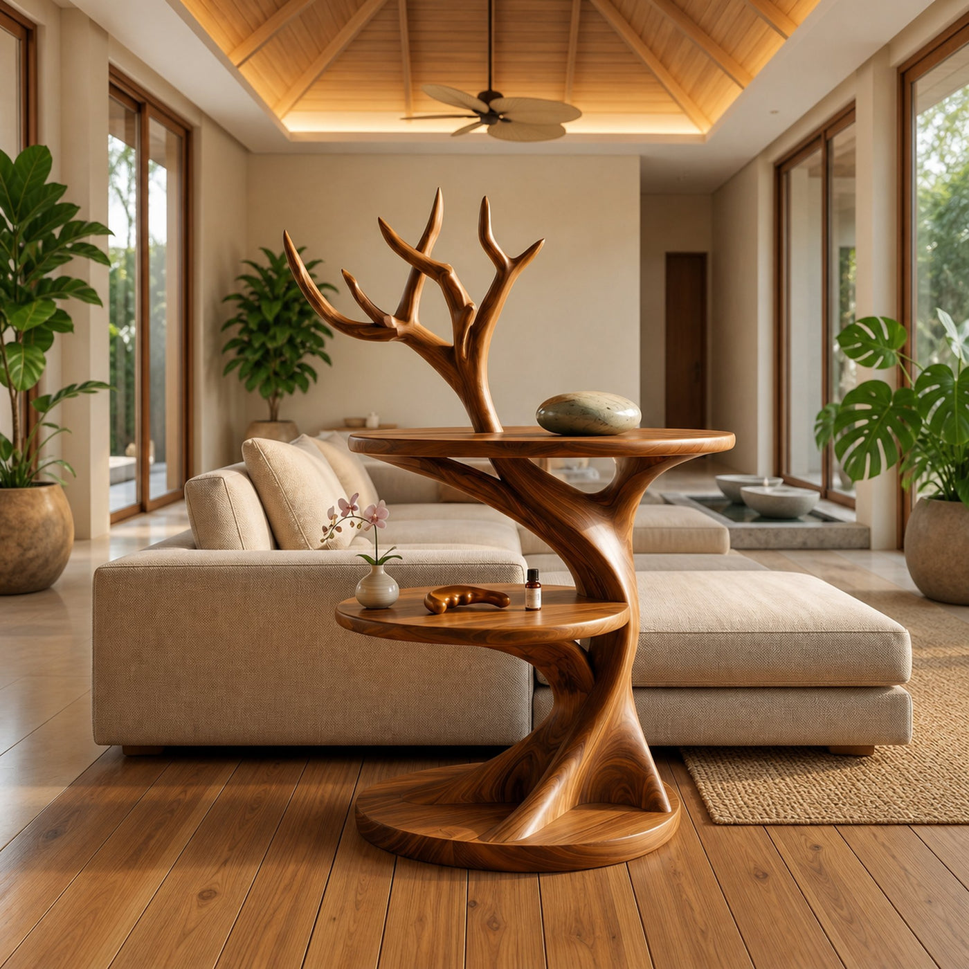 Organic Bedside Table With Sculptural Tree Branch Form For Bedroom And Reading Nook - product view 6