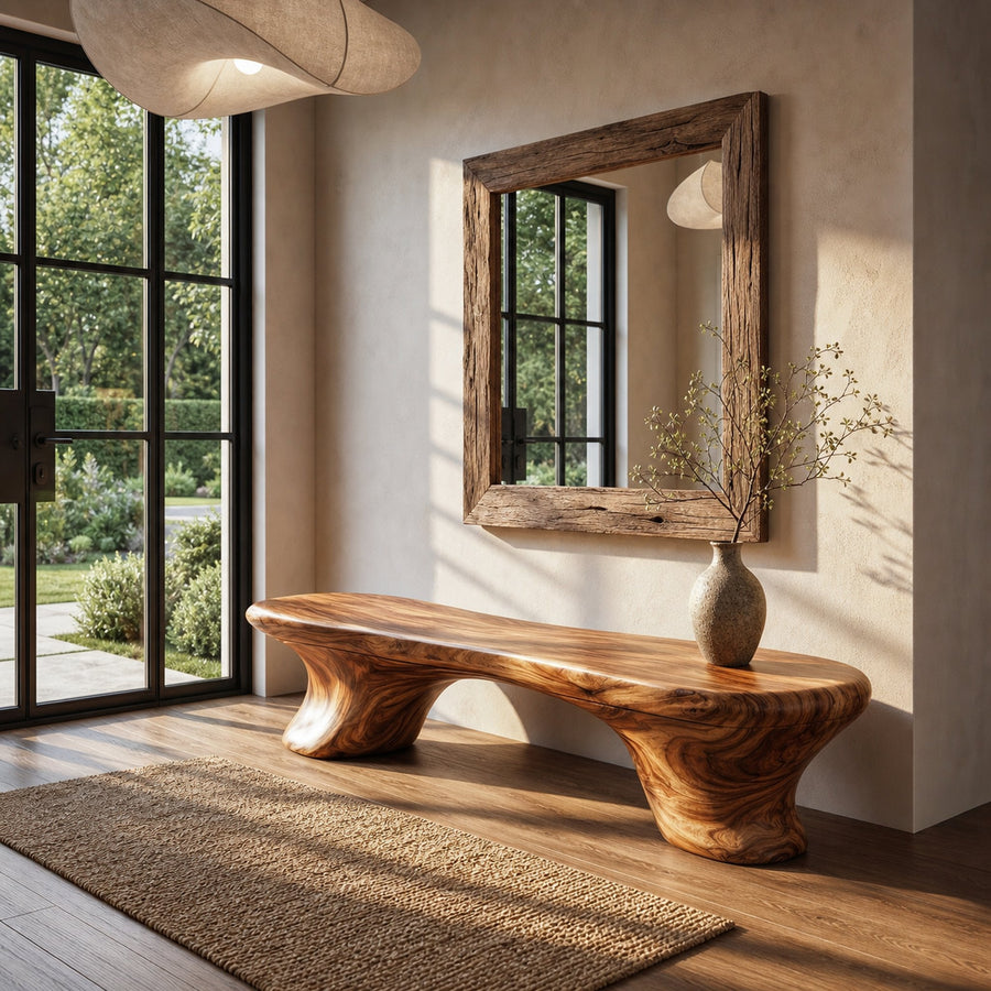 Organic Bench Natural Wood Accent Seating For Home