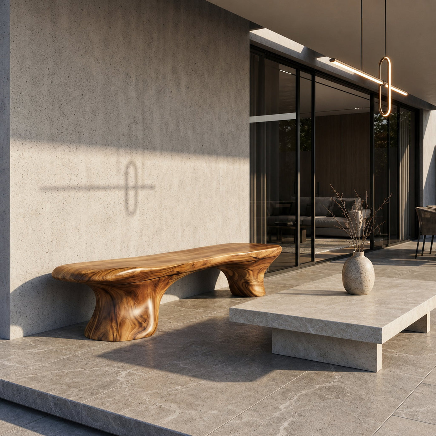 Organic Bench Natural Wood Accent Seating For Home - product view 6