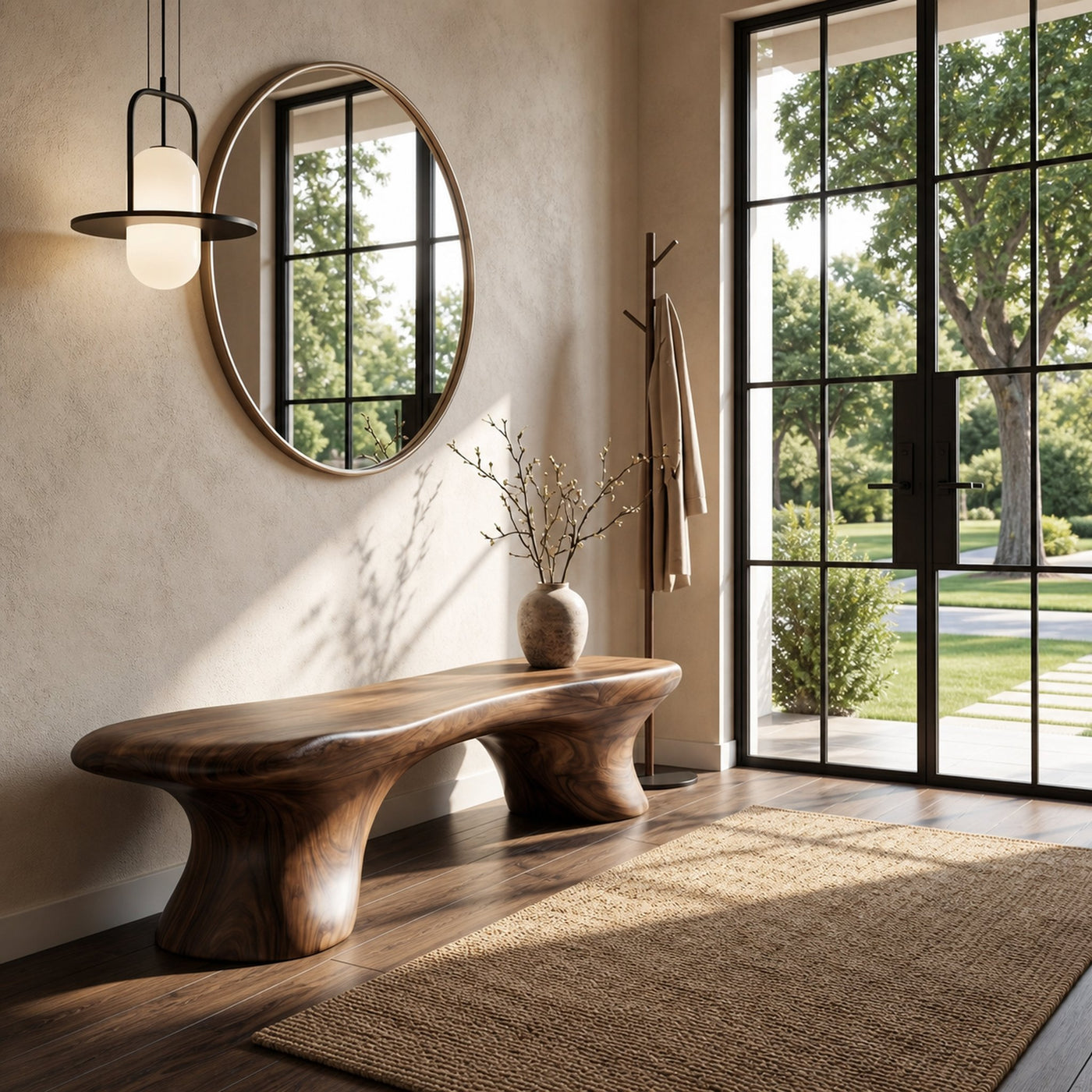 Organic Bench Natural Wood Accent Seating For Home - product view 7