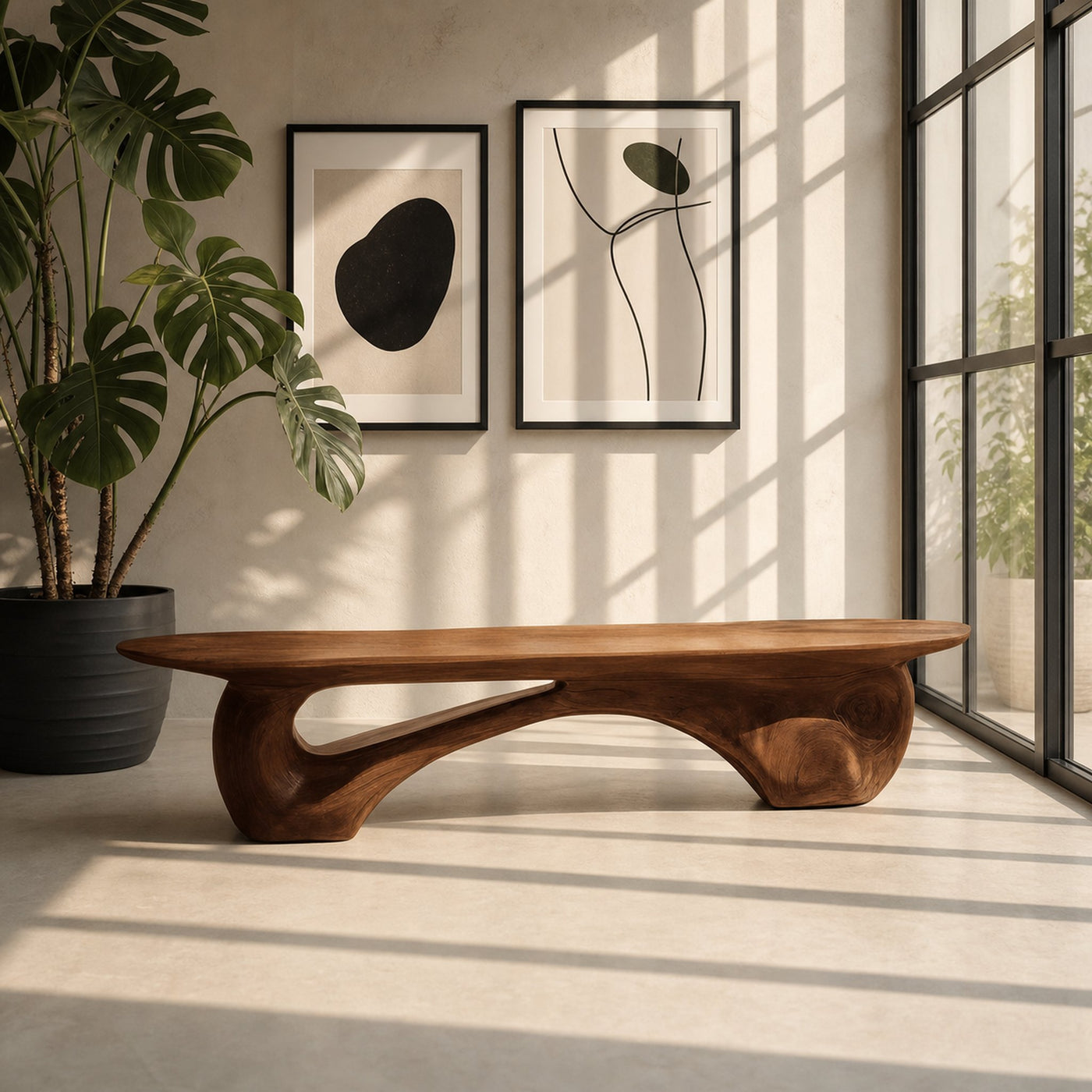 Organic Bench With Carved Design For Living Room - product view 6