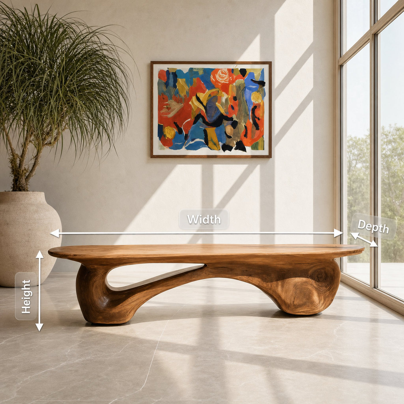 Organic Bench With Carved Design For Living Room - product view 8