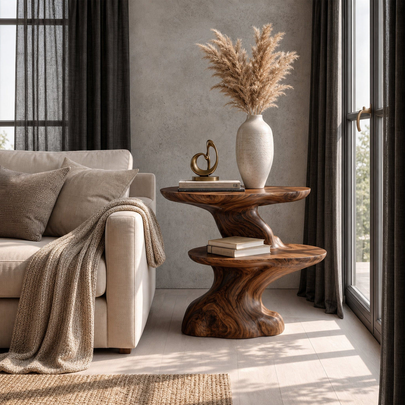 Organic Beside Table With Sculptural Tree Root Base For Living Room And Bedroom - product view 7