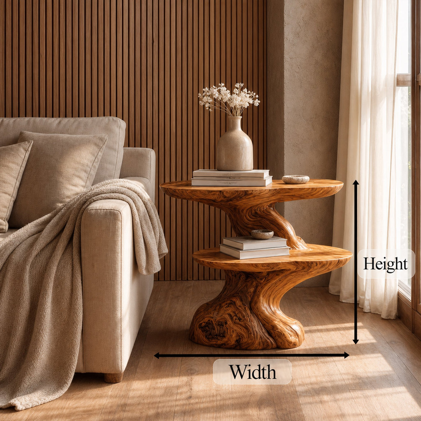 Organic Beside Table With Sculptural Tree Root Base For Living Room And Bedroom - product view 8