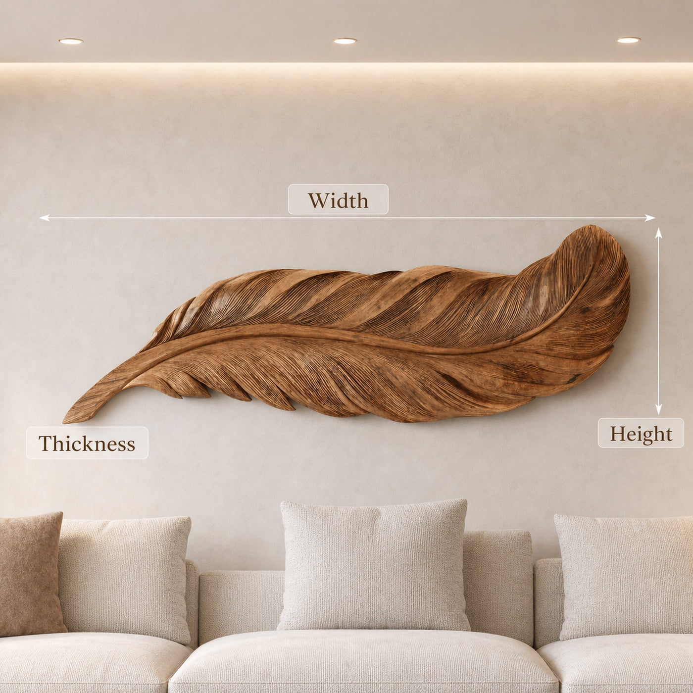 Organic Carved Feather Wall Art For Modern Living Room - product view 6