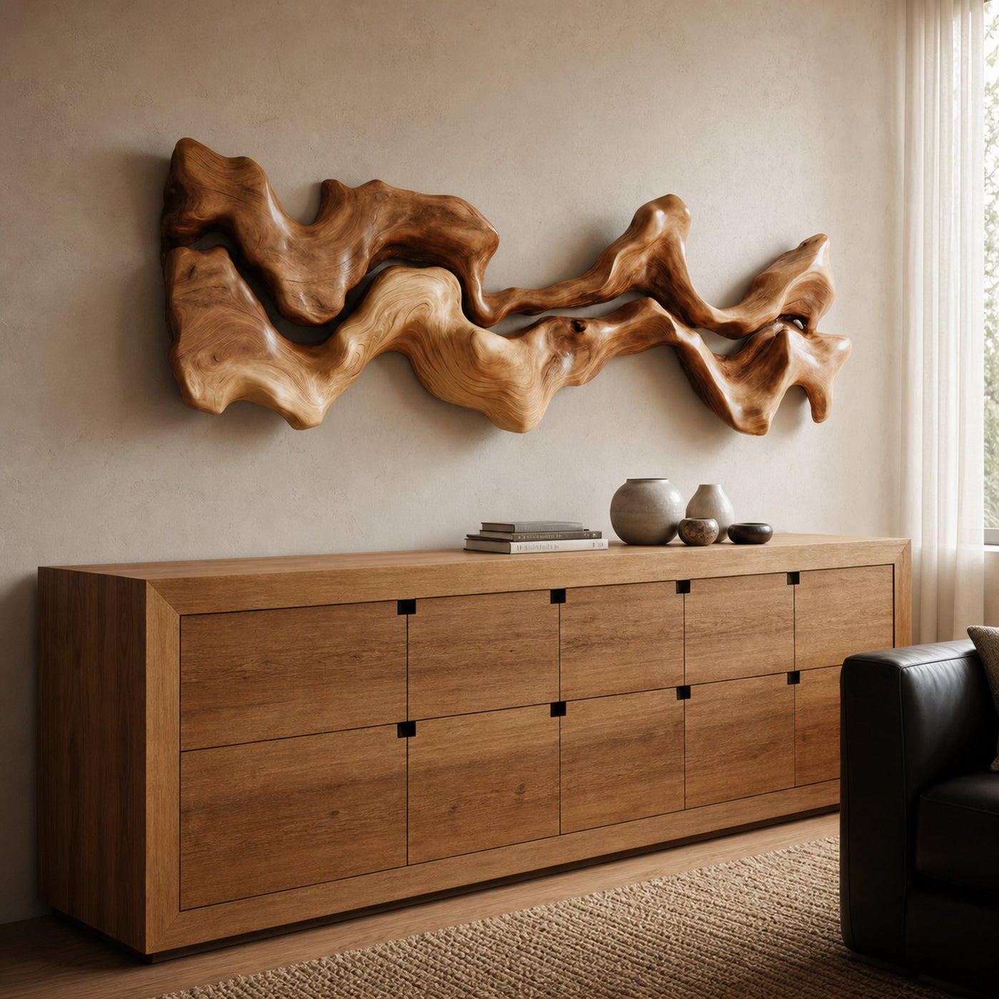 Organic Carved Wall Art Sculpture For Living Room