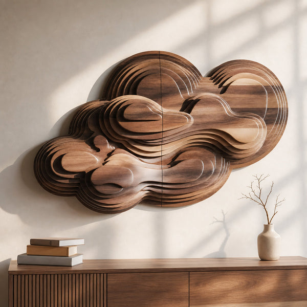 Organic Cloud Wall Sculpture With Layered Design For Bedroom