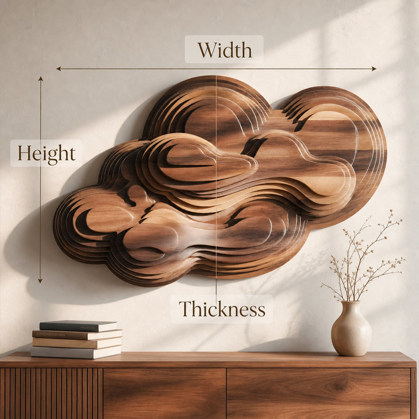 Organic Cloud Wall Sculpture With Layered Design For Bedroom - product view 8