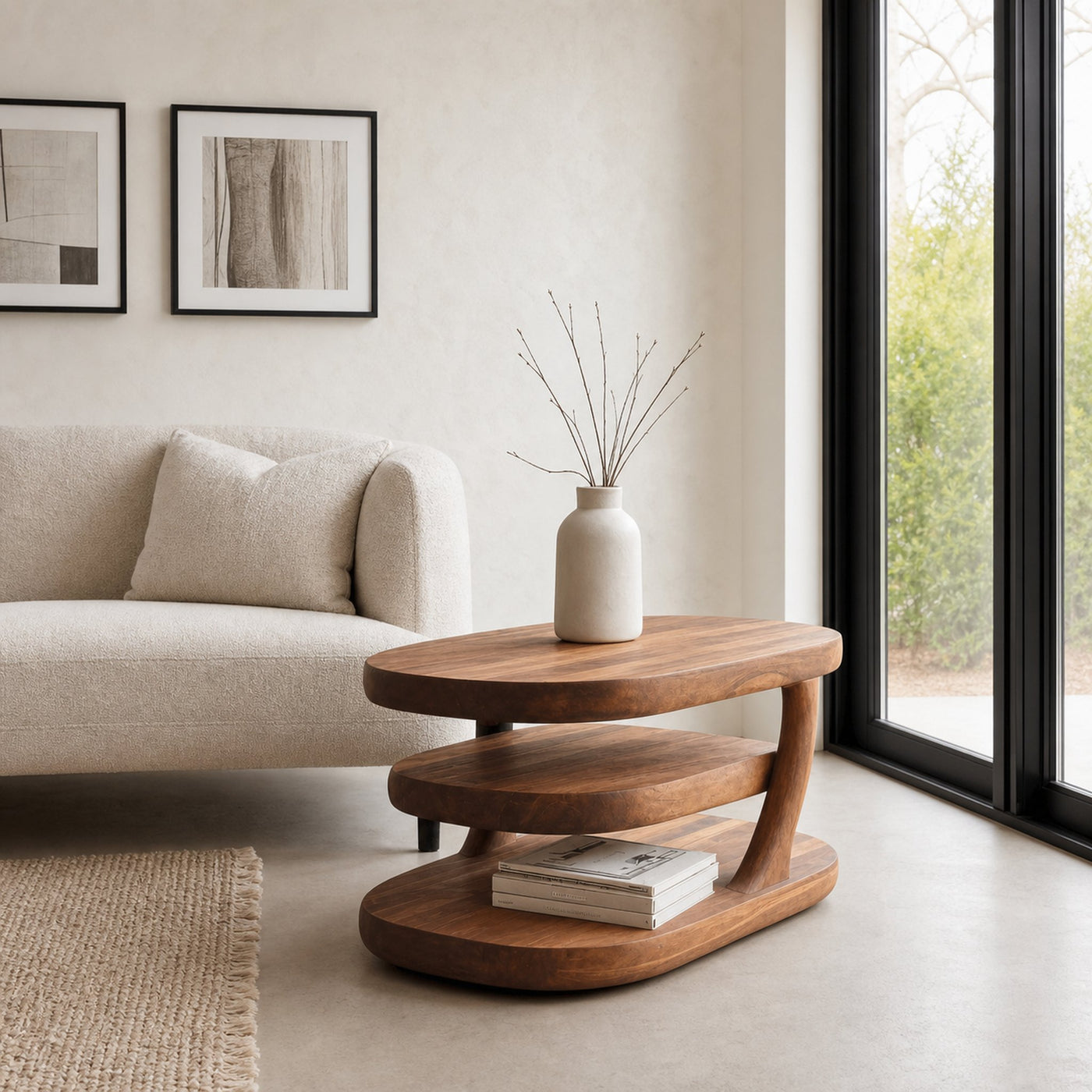 Organic Coffee Table Three Tier For Living Room