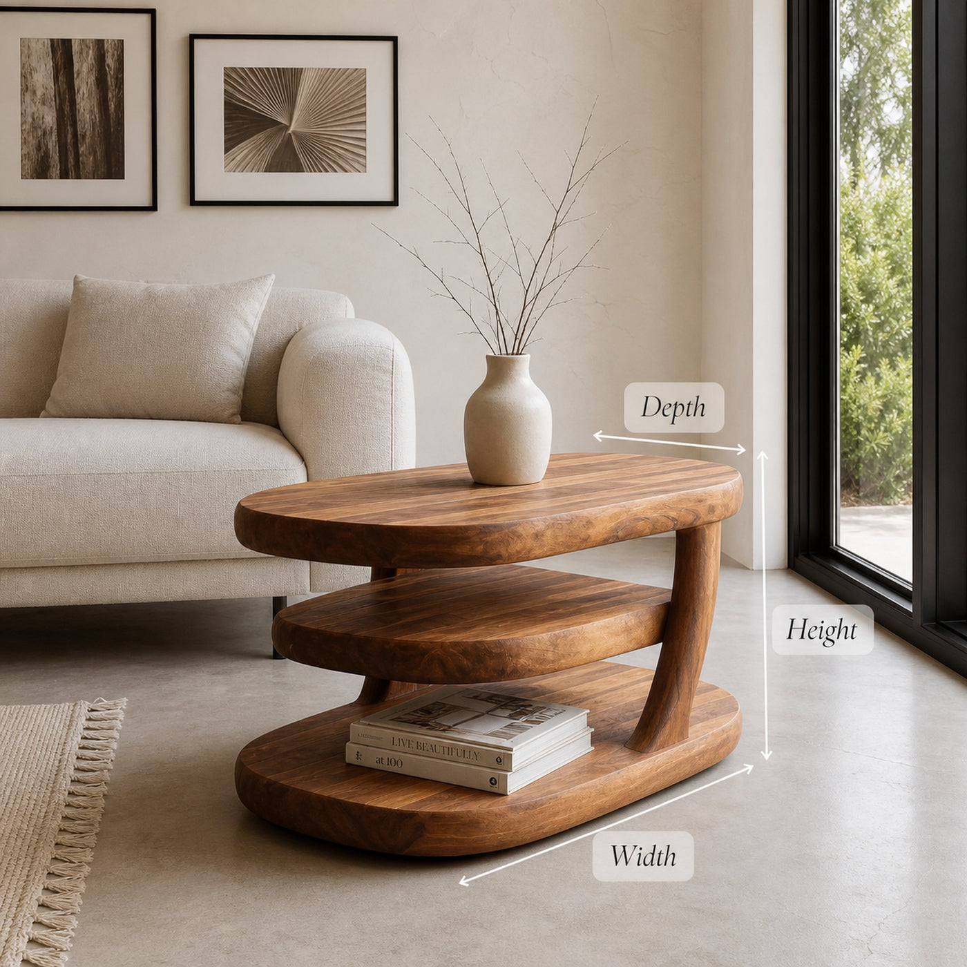 Organic Coffee Table Three Tier For Living Room - product view 6