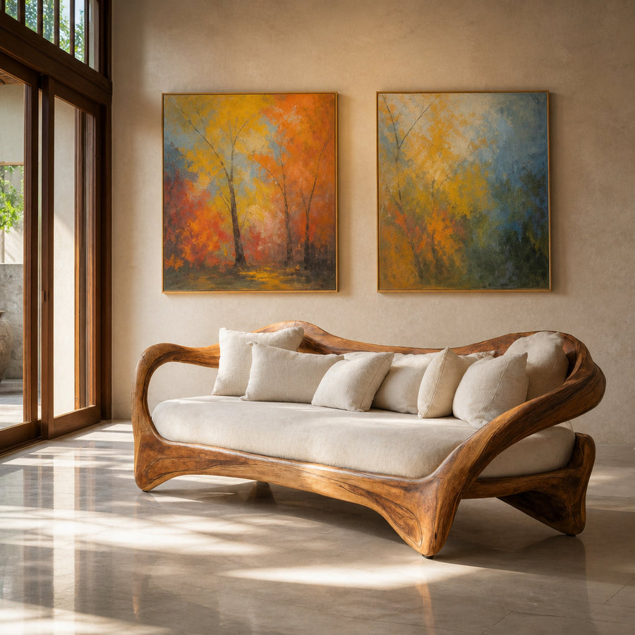 Organic Curved Sofa For Living Room Decor